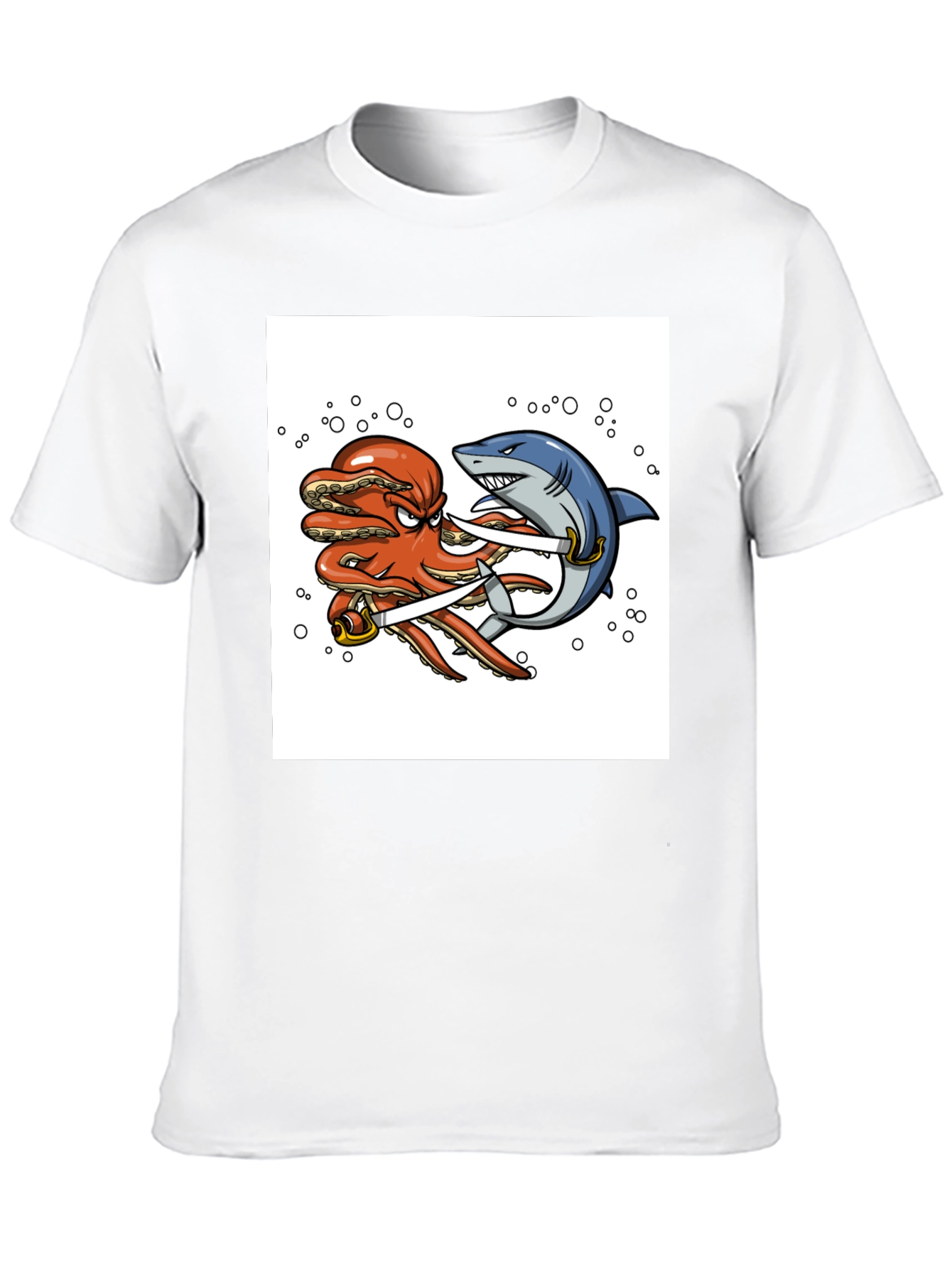 Octopus vs Shark Sword Fight T-Shirt