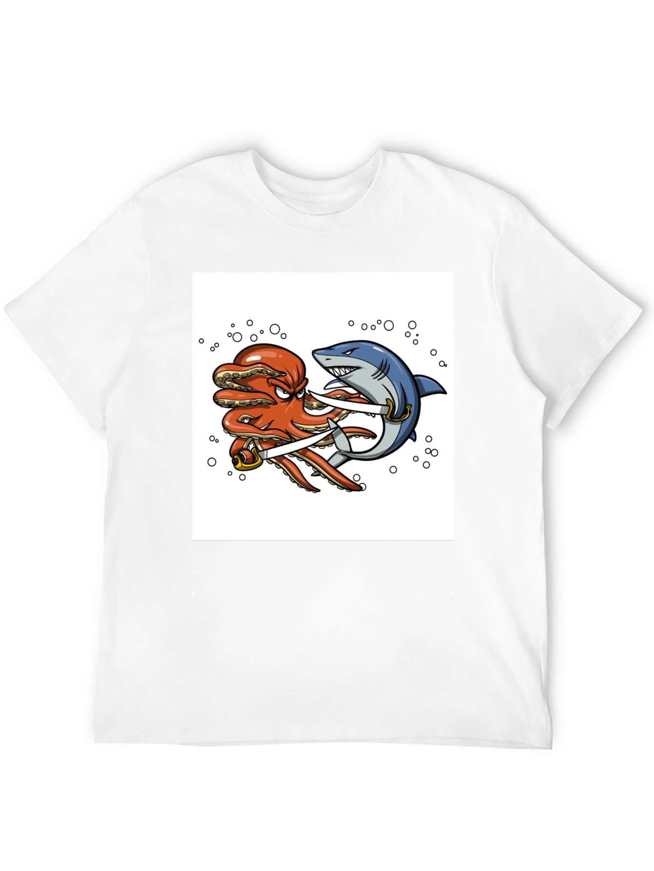 Octopus vs Shark Sword Fight T-Shirt