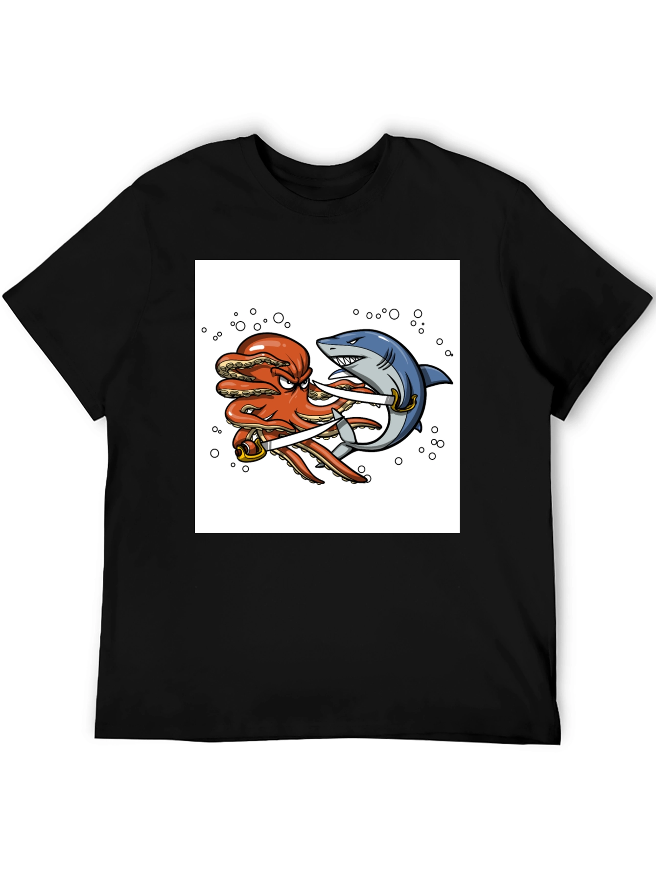 Octopus vs Shark Sword Fight T-Shirt