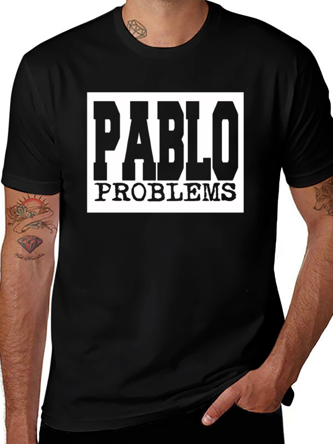 Pablo Problems Graphic Tee - Black Cotton T-Shirt