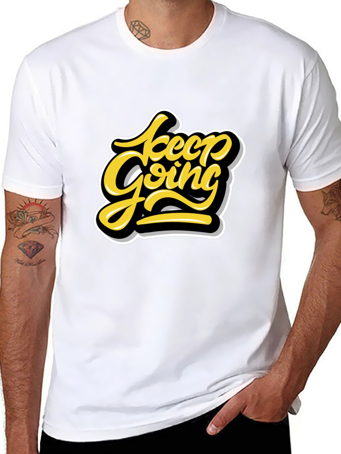 Keep Going Graphic Tee - Motivational Black T-Shirt