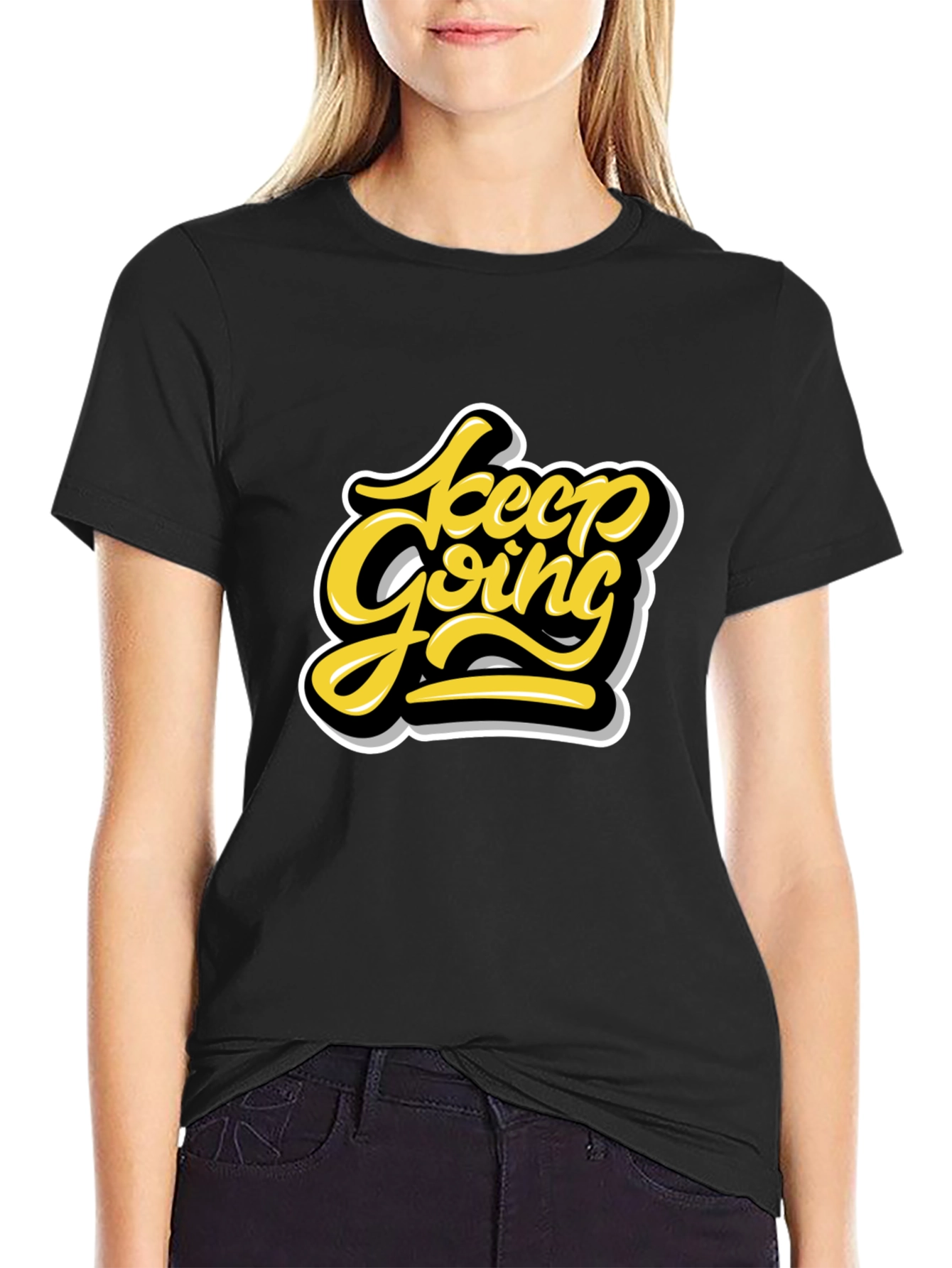 Keep Going Graphic Tee - Motivational Black T-Shirt
