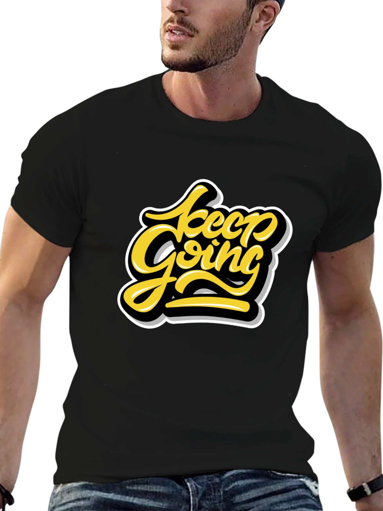 Keep Going Graphic Tee - Motivational Black T-Shirt