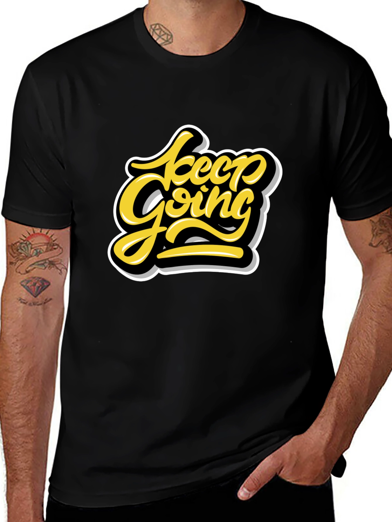 Keep Going Graphic Tee - Motivational Black T-Shirt