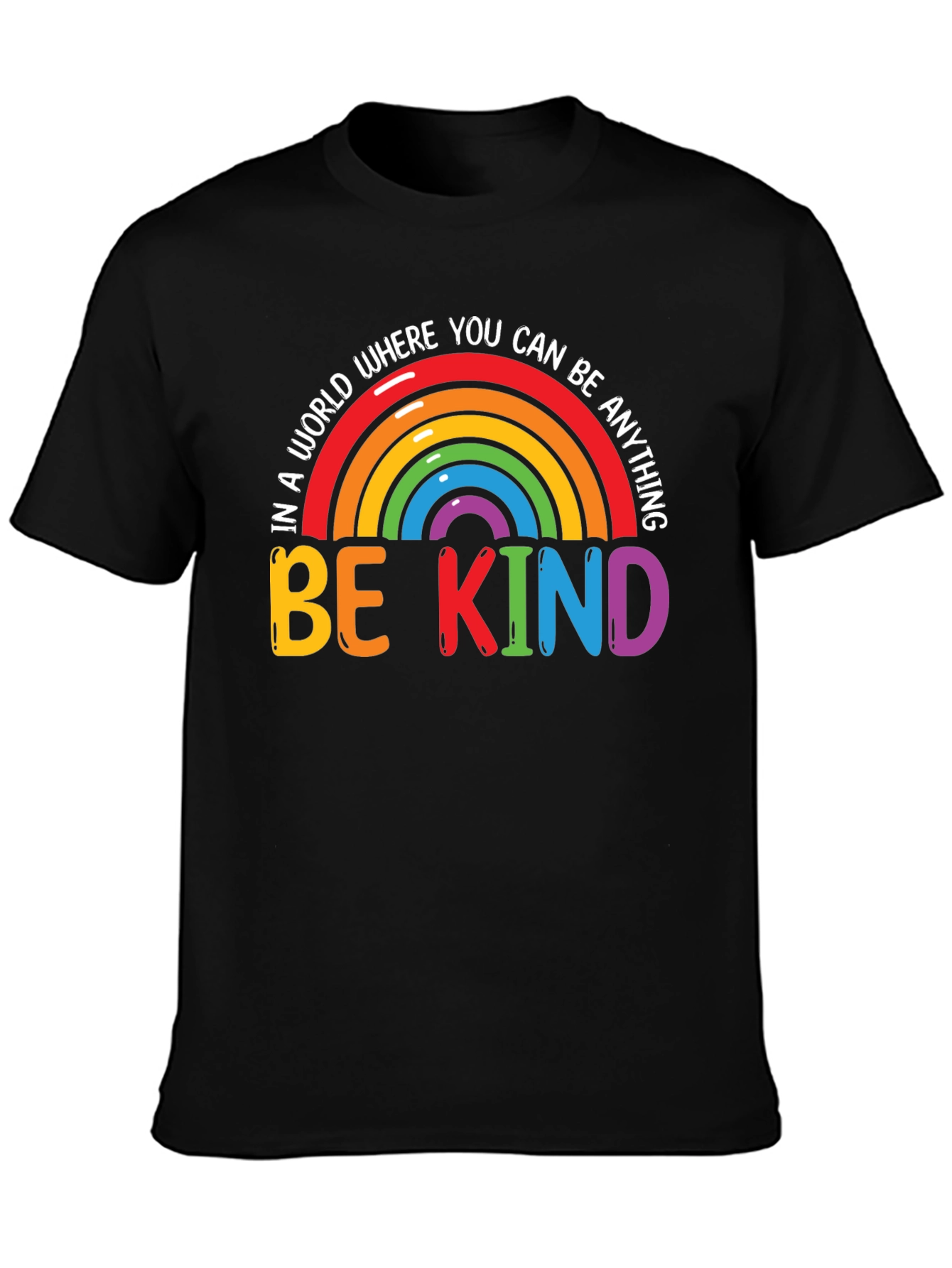 Be Kind Rainbow Graphic Tee - Black