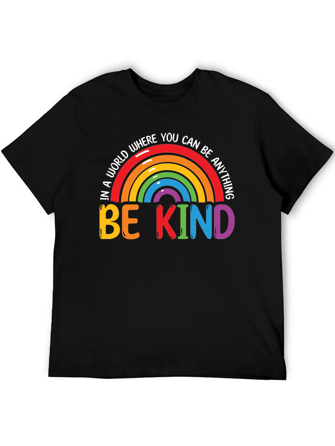 Be Kind Rainbow Graphic Tee - Black