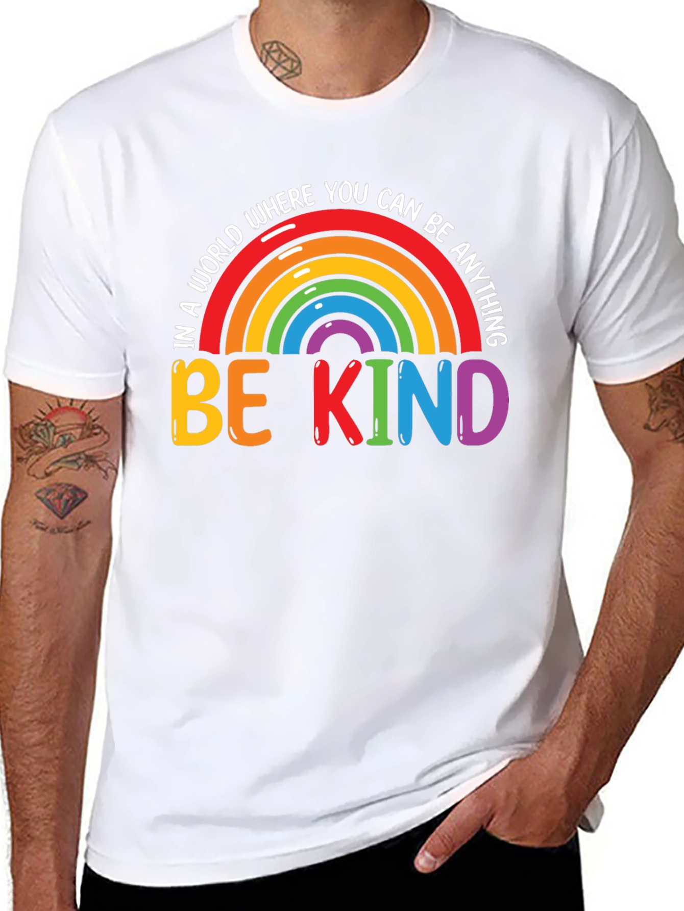 Be Kind Rainbow Graphic Tee - Black
