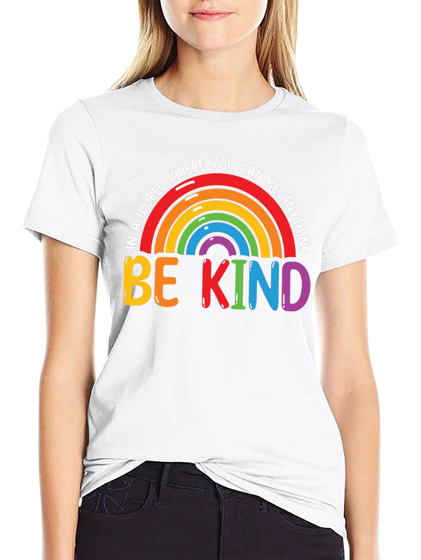 Be Kind Rainbow Graphic Tee - Black
