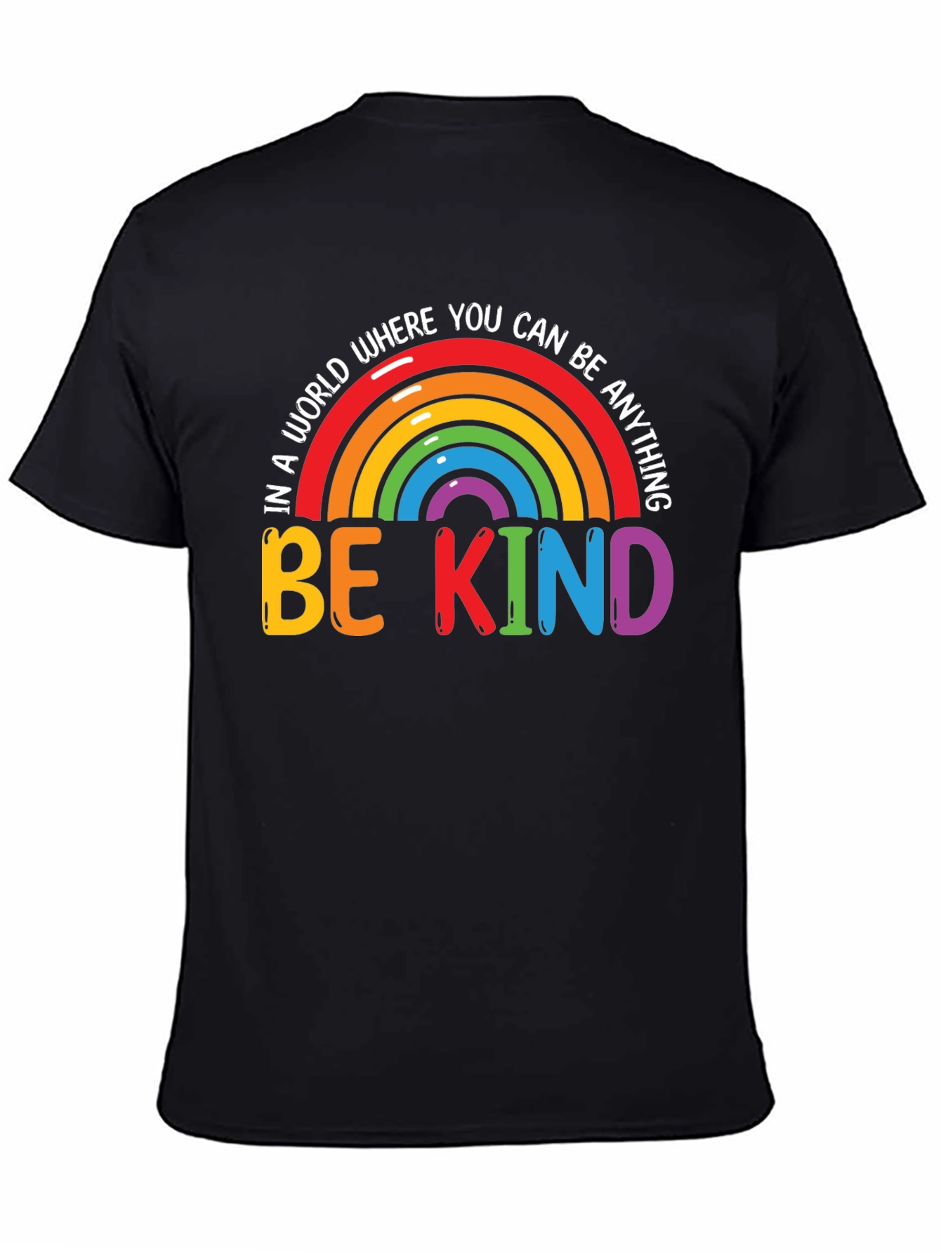 Be Kind Rainbow Graphic Tee - Black