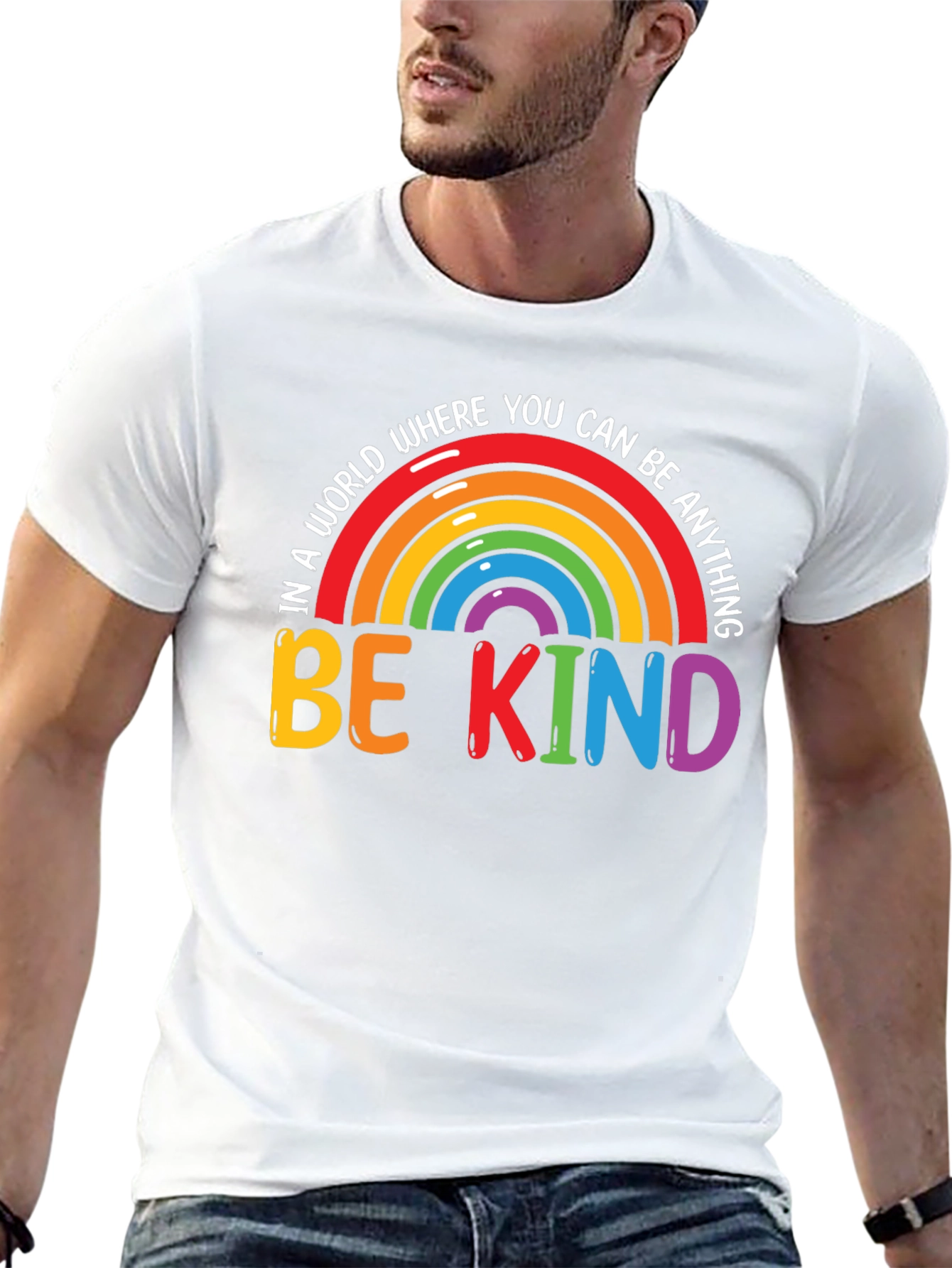 Be Kind Rainbow Graphic Tee - Black