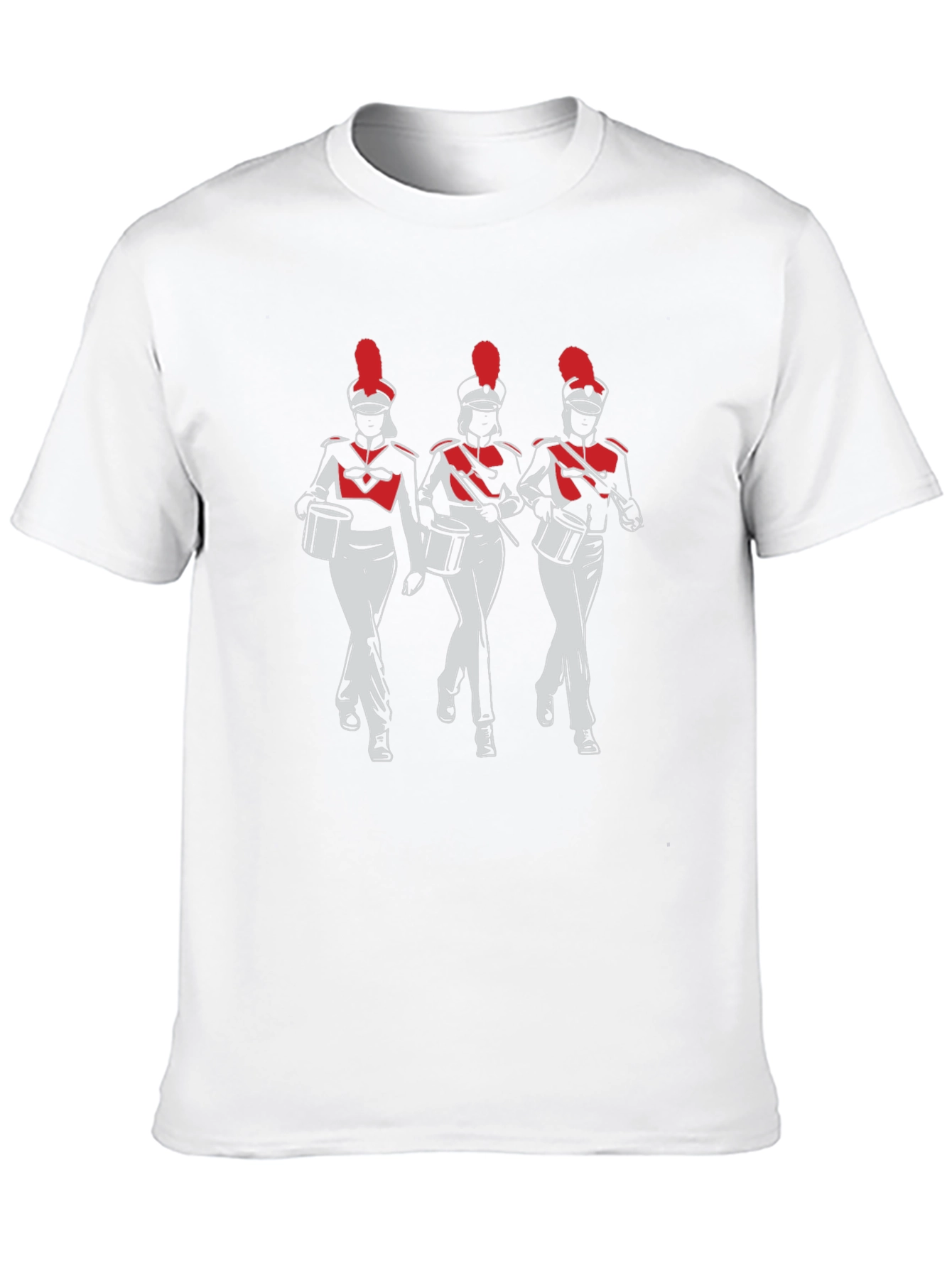 Marching Band T-Shirt: Red & White Drummers