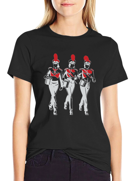 Marching Band T-Shirt: Red & White Drummers