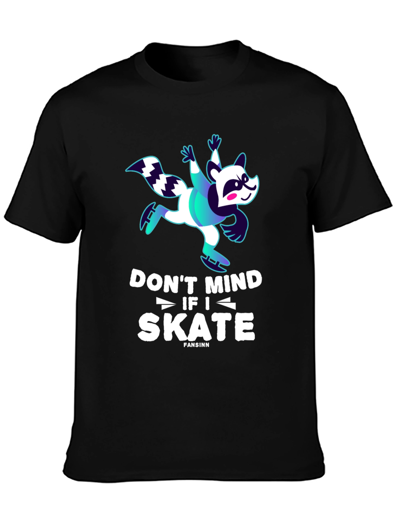 Funny Skater Raccoon Graphic T-Shirt