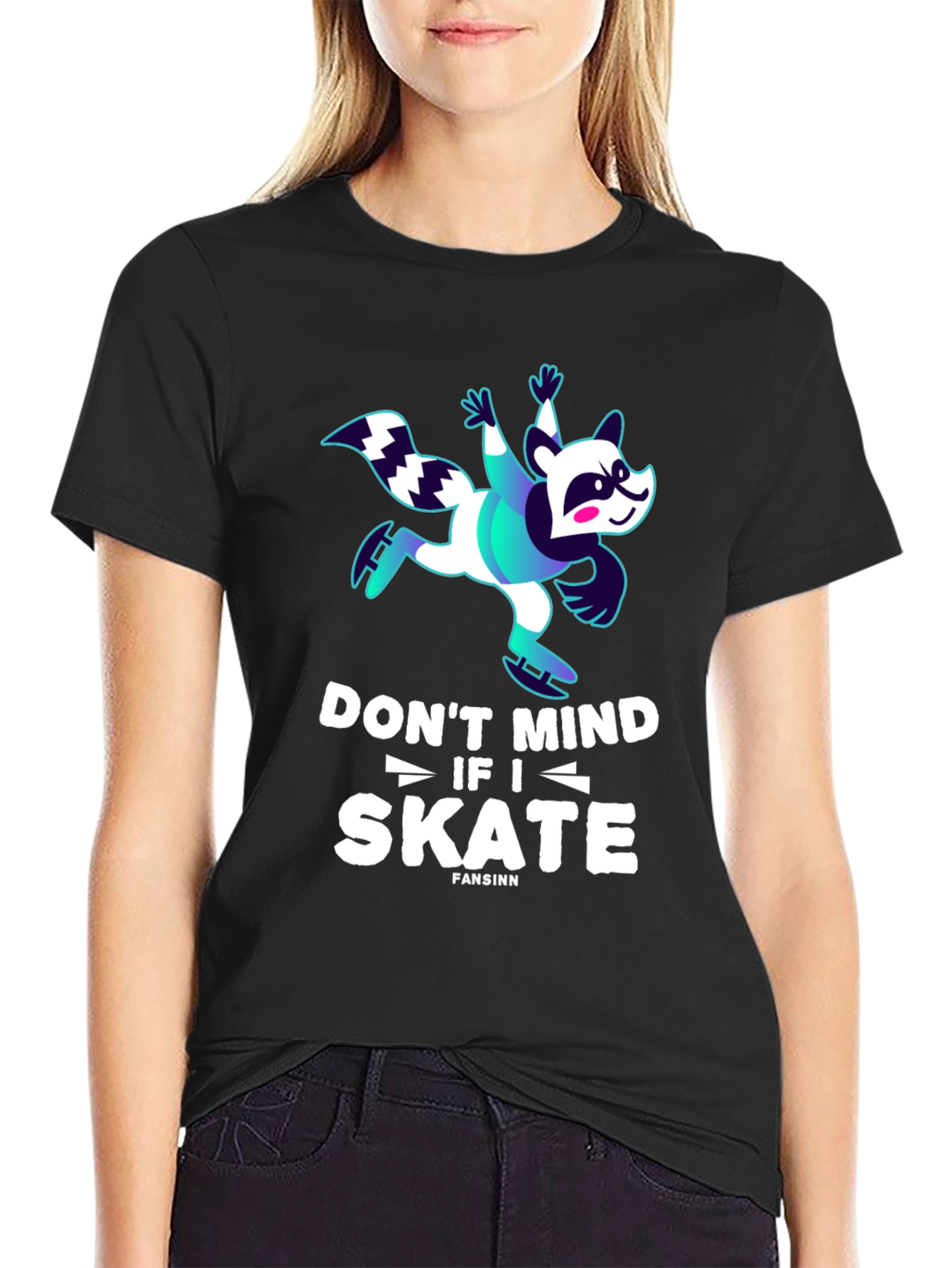 Funny Skater Raccoon Graphic T-Shirt