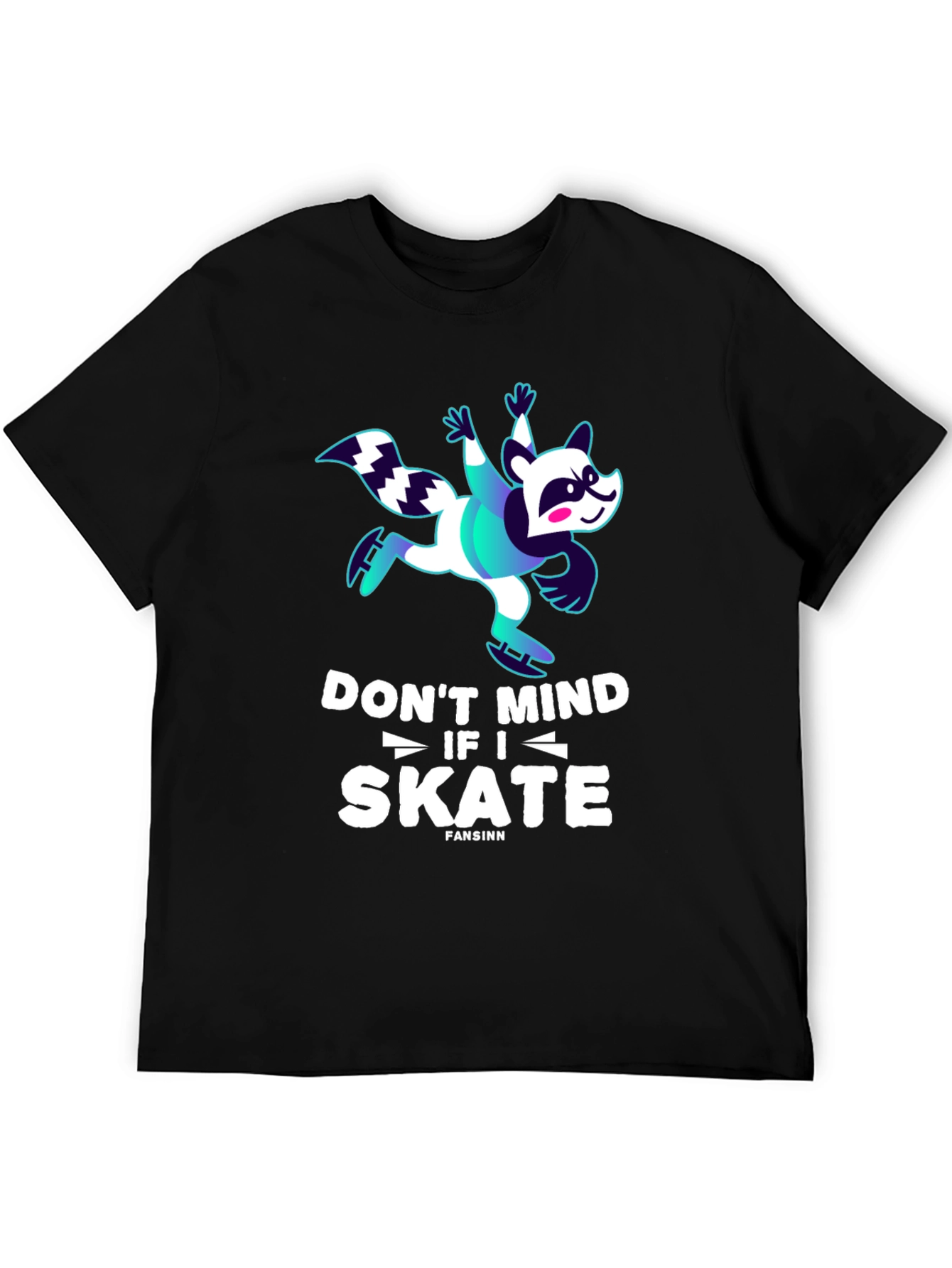 Funny Skater Raccoon Graphic T-Shirt