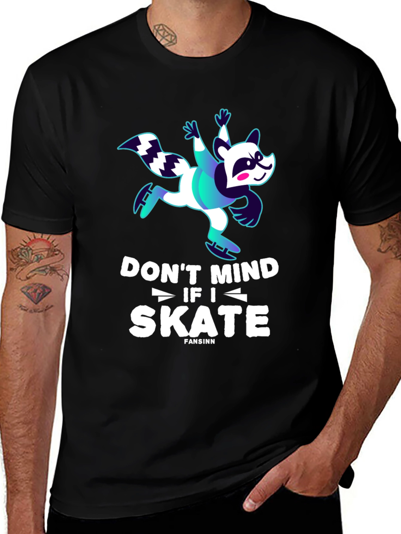 Funny Skater Raccoon Graphic T-Shirt