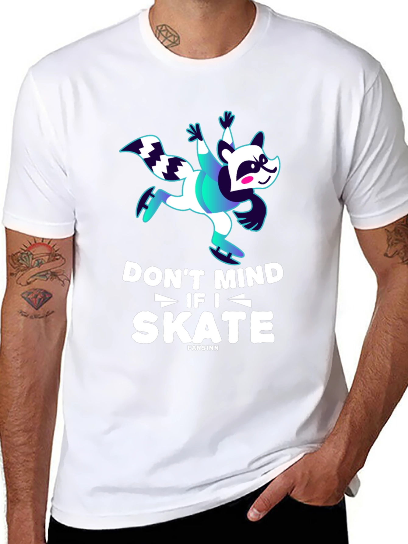 Funny Skater Raccoon Graphic T-Shirt
