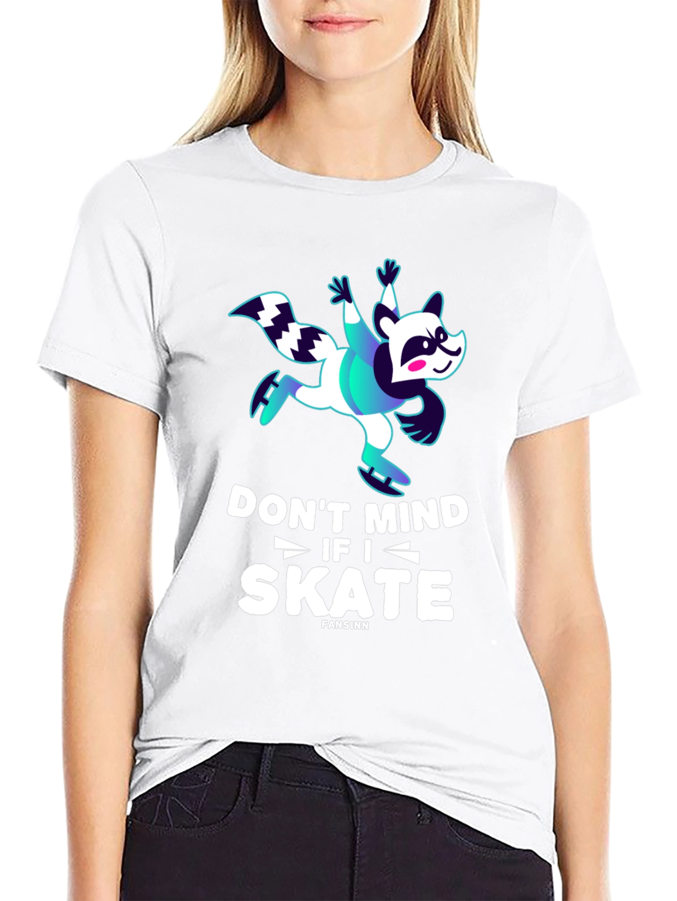 Funny Skater Raccoon Graphic T-Shirt