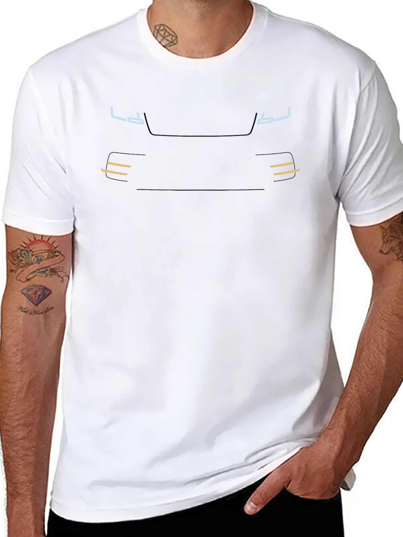 Modern Car Front Graphic Tee - Black