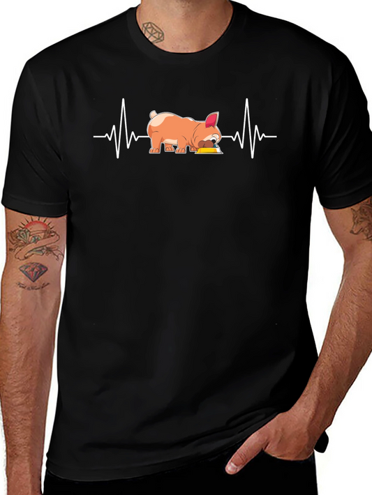 Dog Lover Graphic Tee - French Bulldog Heartbeat