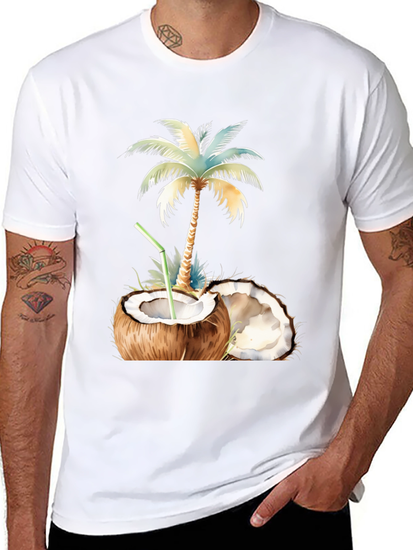 Tropical Coconut Palm Tree Graphic T-Shirt