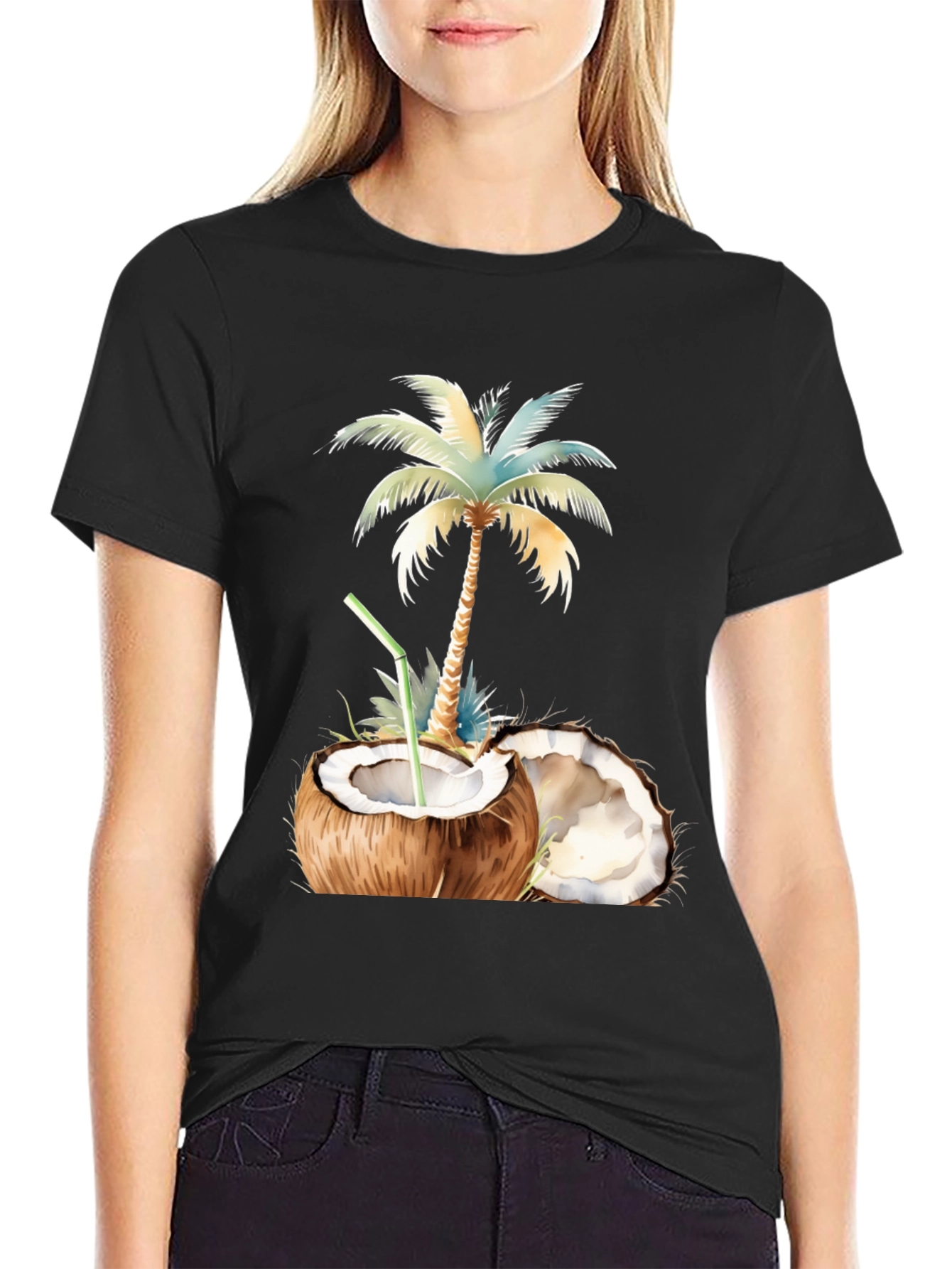 Tropical Coconut Palm Tree Graphic T-Shirt