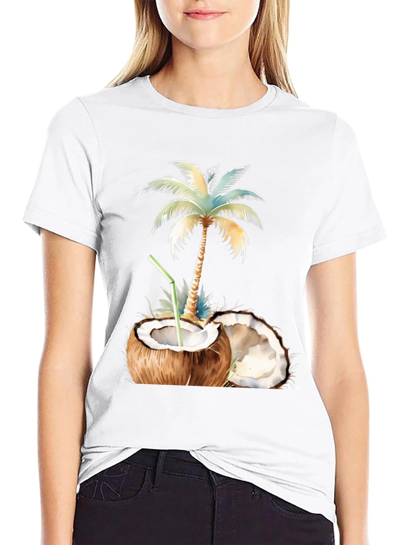 Tropical Coconut Palm Tree Graphic T-Shirt