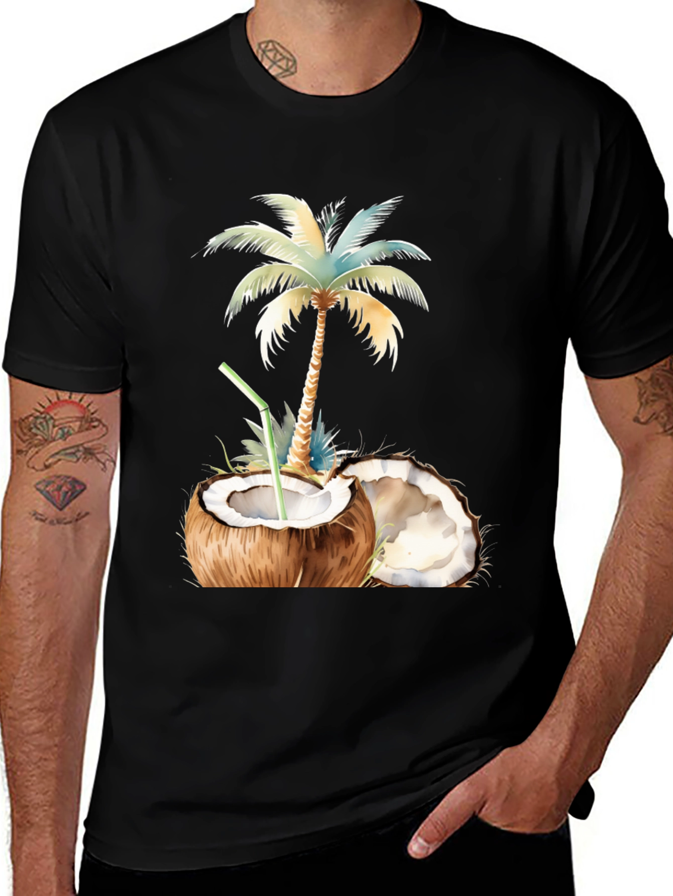 Tropical Coconut Palm Tree Graphic T-Shirt