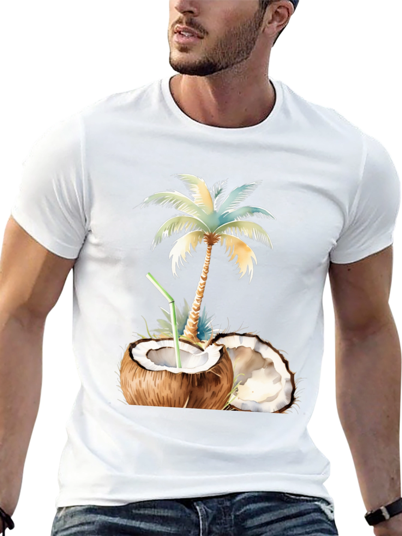Tropical Coconut Palm Tree Graphic T-Shirt