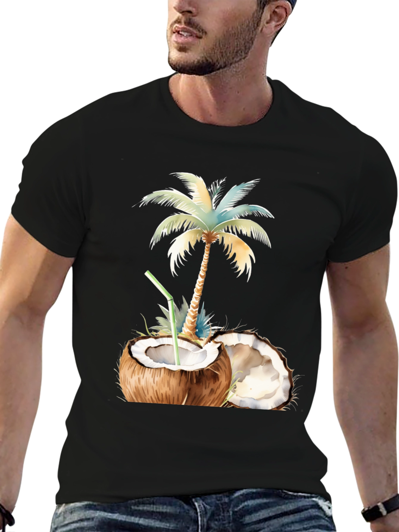 Tropical Coconut Palm Tree Graphic T-Shirt