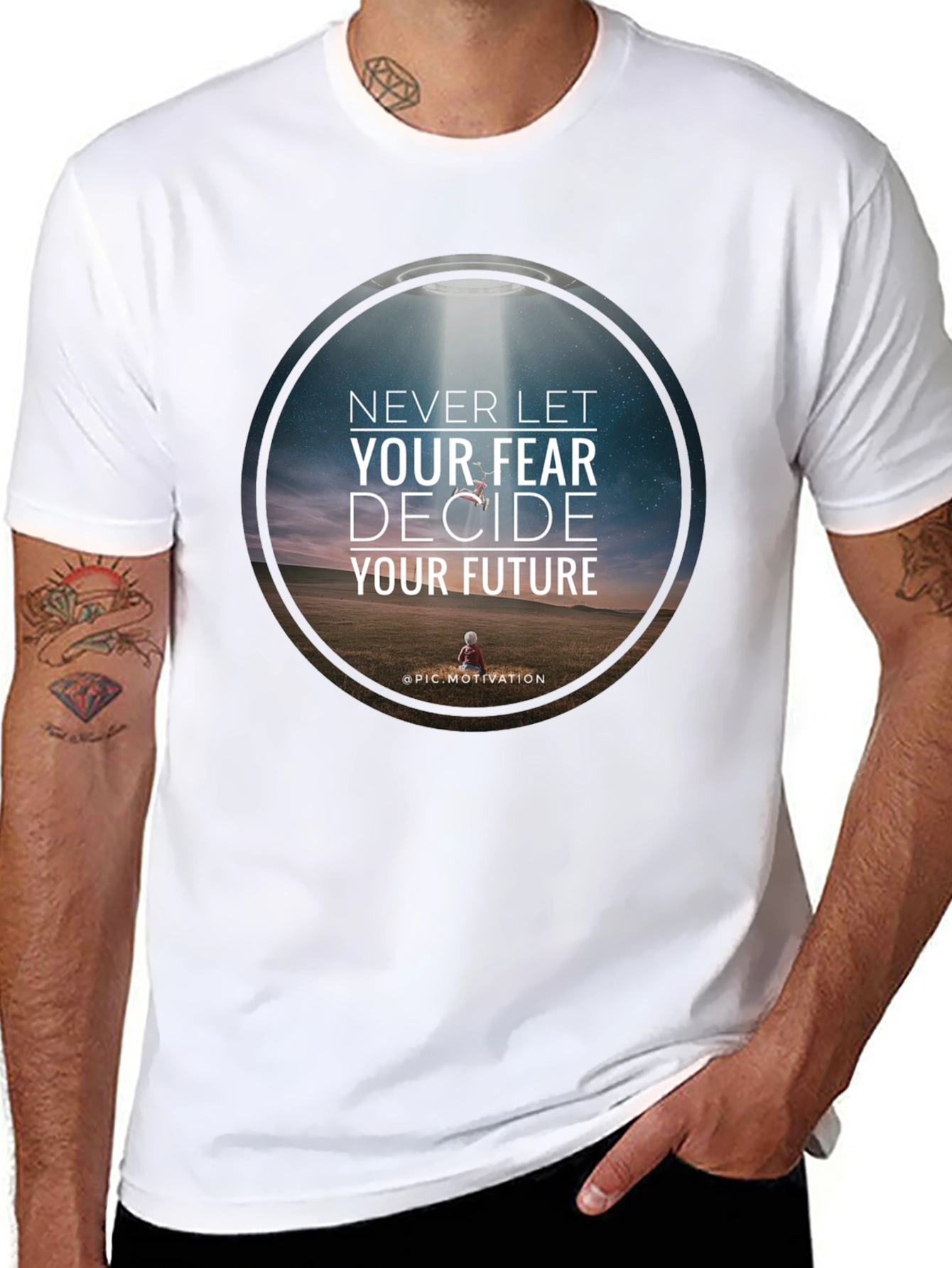 Motivational Graphic T-Shirt: Never Let Fear Decide