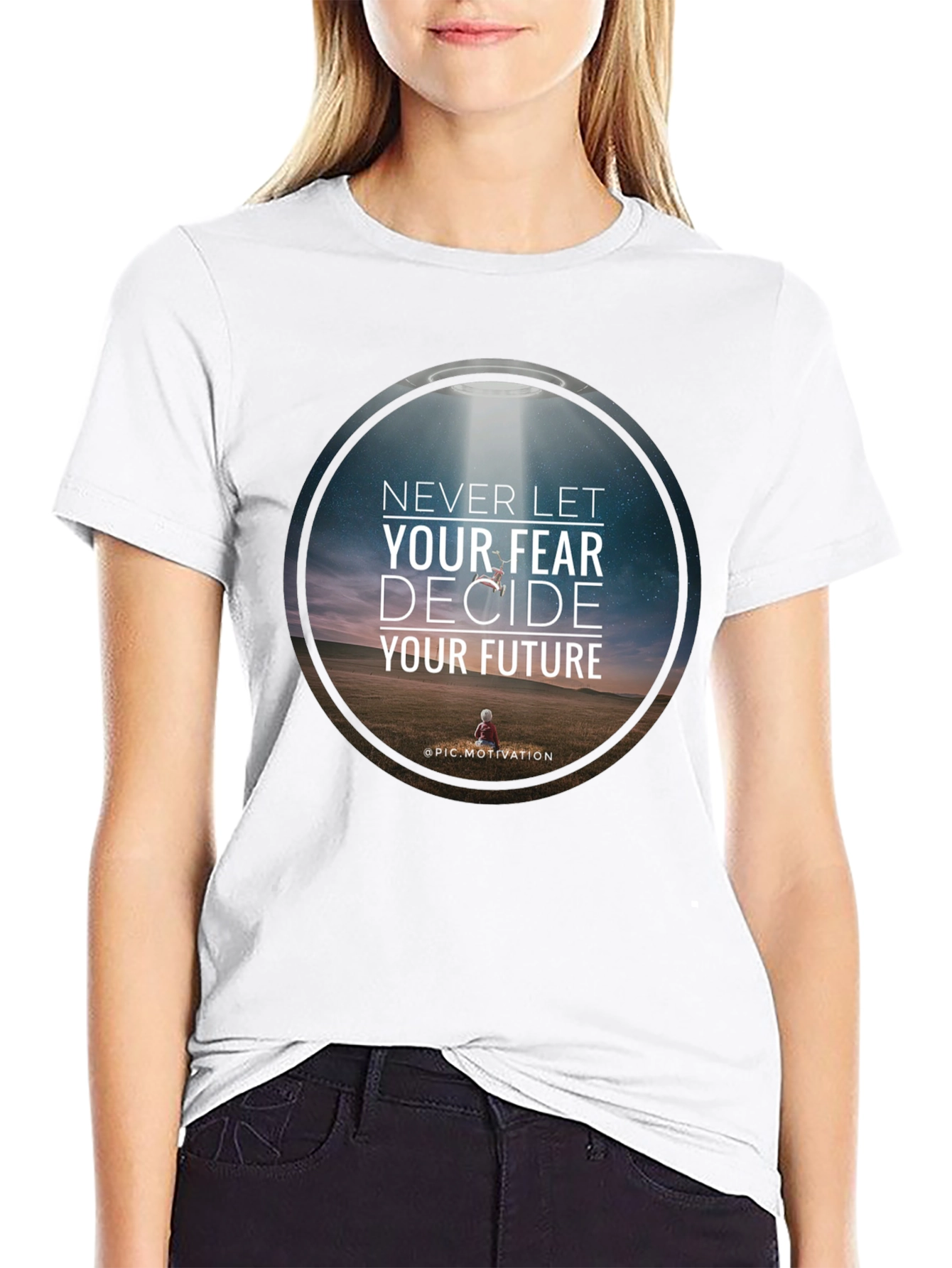 Motivational Graphic T-Shirt: Never Let Fear Decide