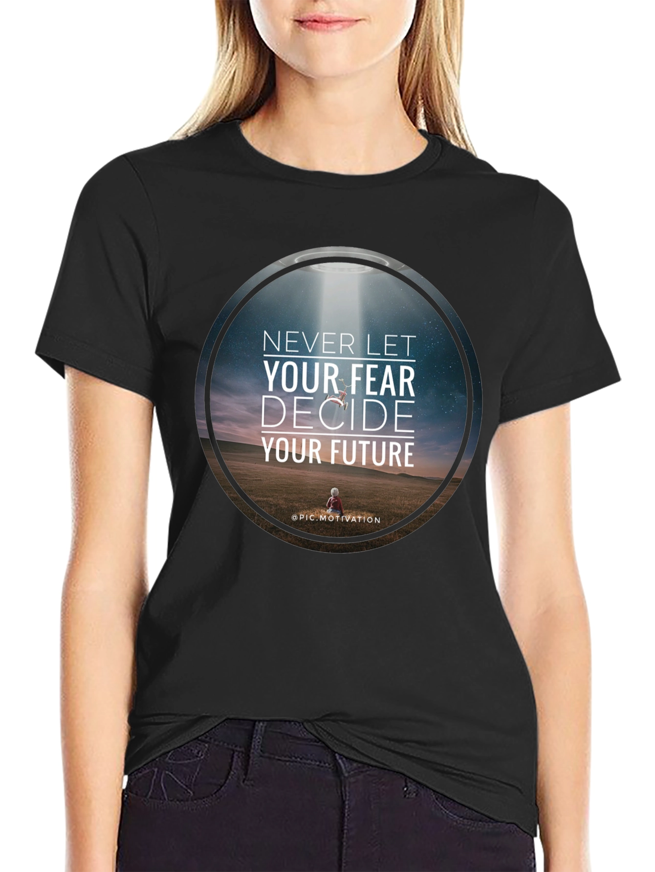 Motivational Graphic T-Shirt: Never Let Fear Decide