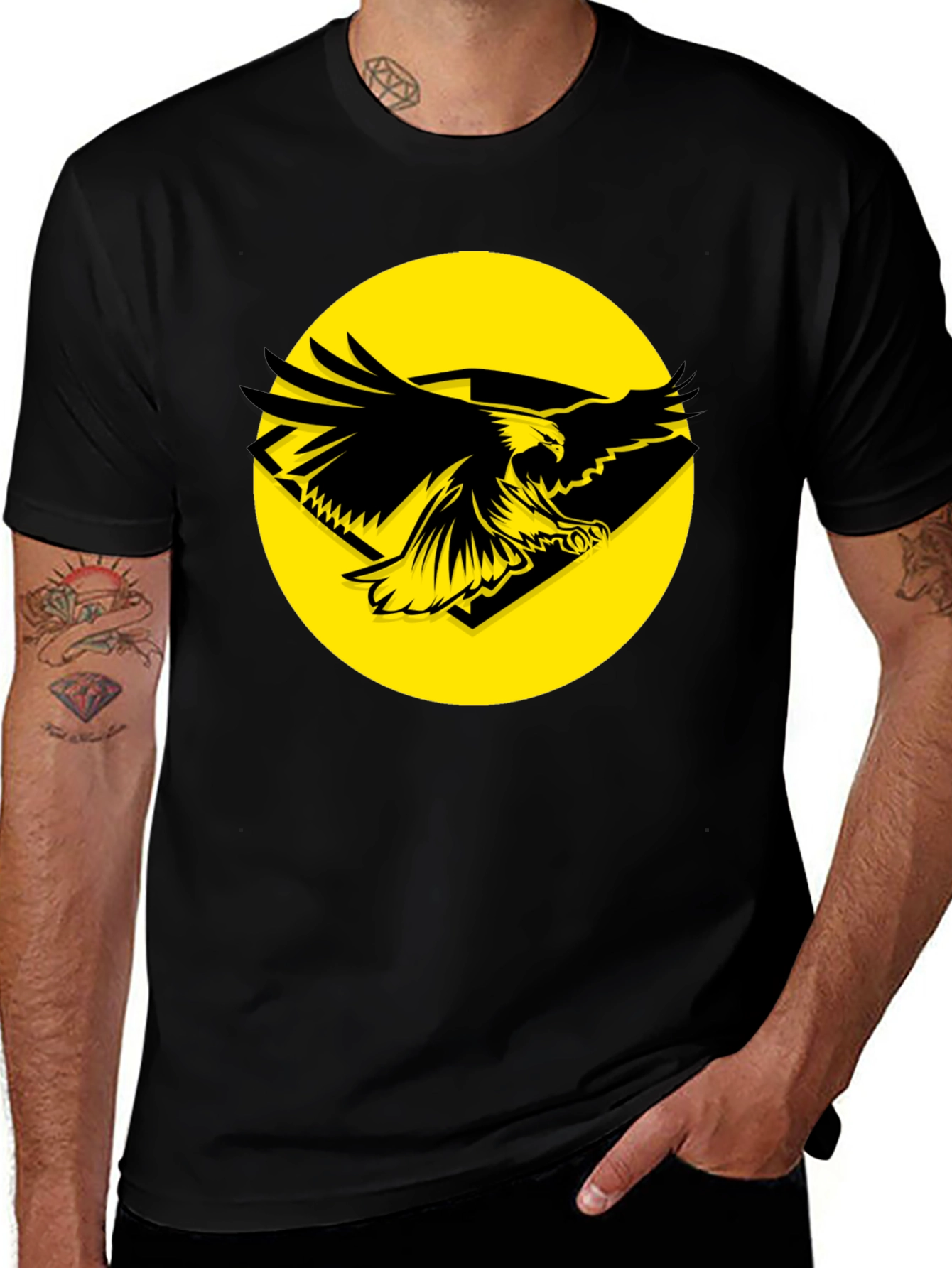 Eagle Graphic Tee - Black Cotton T-Shirt