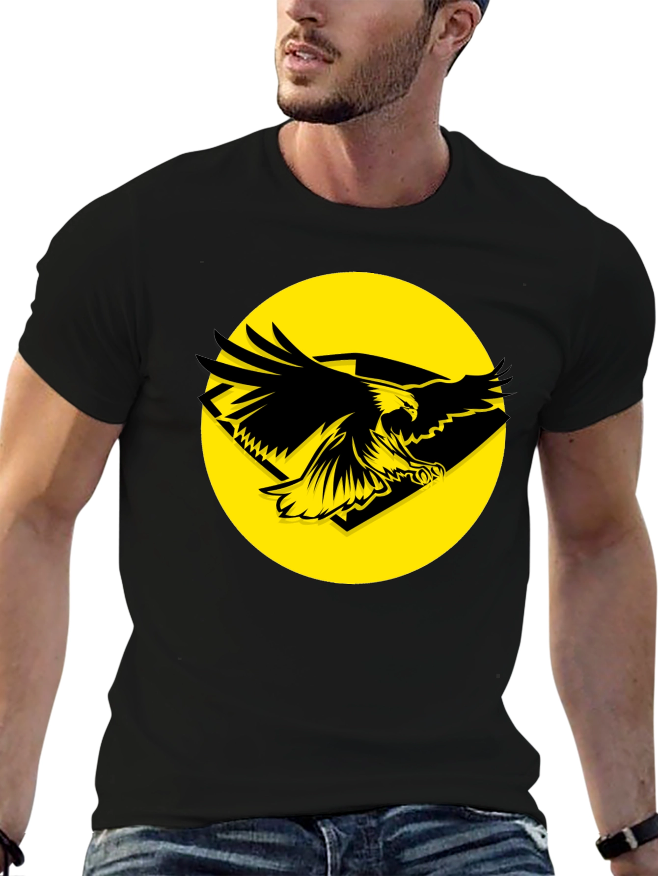 Eagle Graphic Tee - Black Cotton T-Shirt
