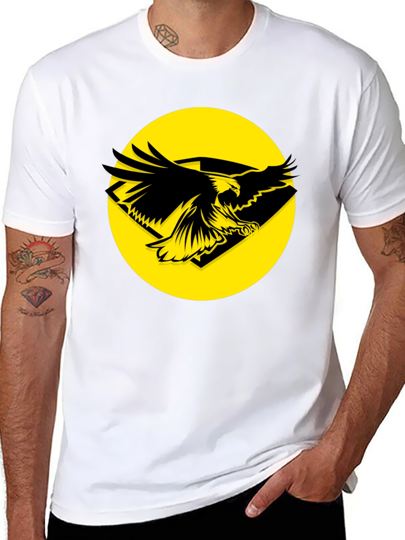 Eagle Graphic Tee - Black Cotton T-Shirt