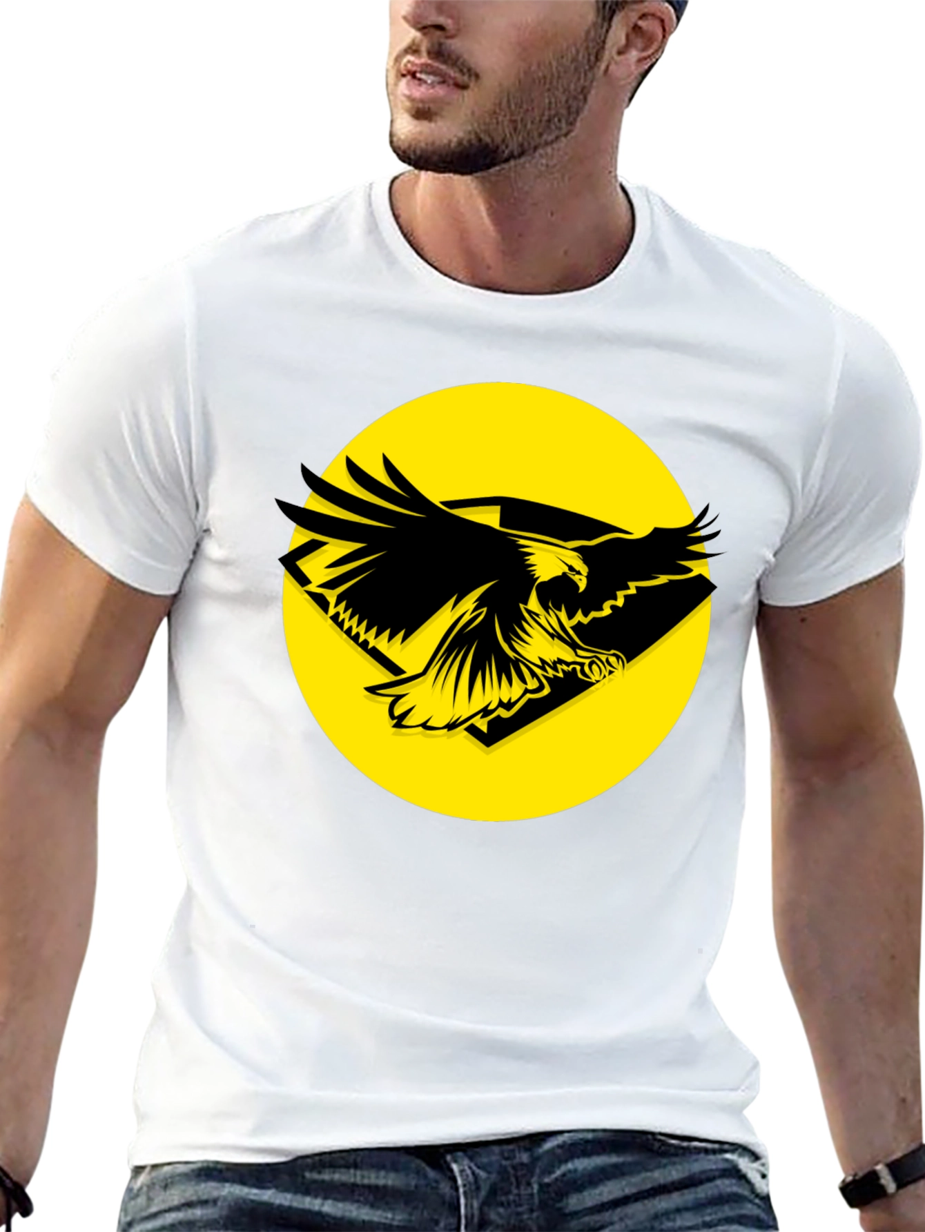 Eagle Graphic Tee - Black Cotton T-Shirt