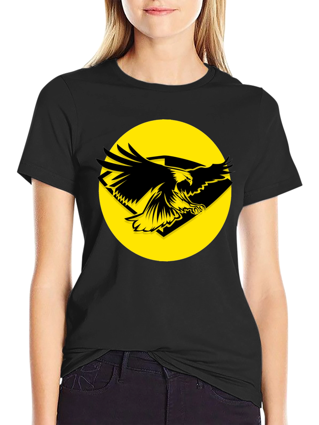 Eagle Graphic Tee - Black Cotton T-Shirt