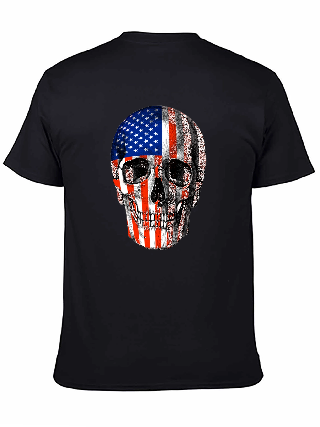 American Flag Skull Graphic Tee - Patriotic Design