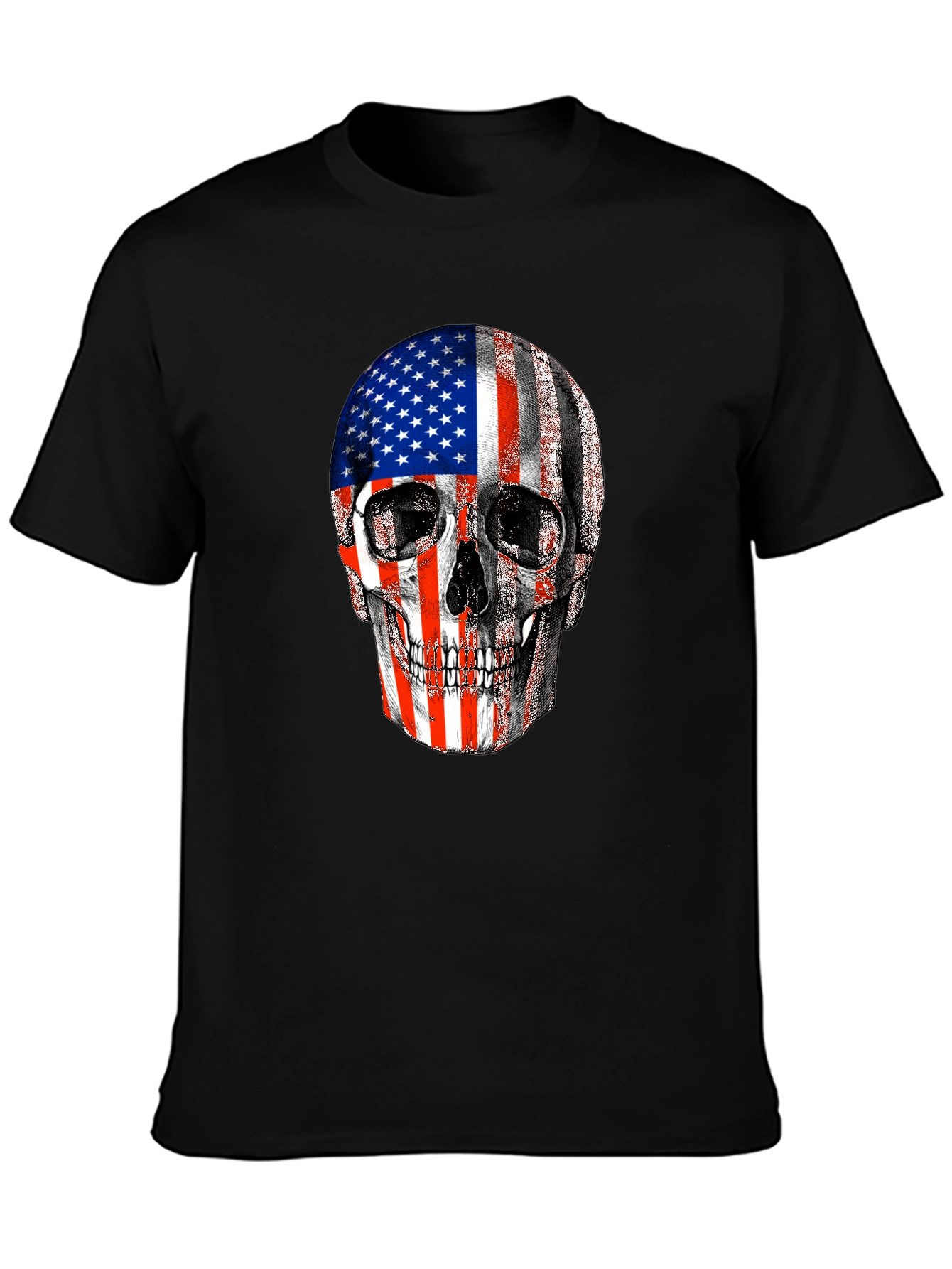 American Flag Skull Graphic Tee - Patriotic Design