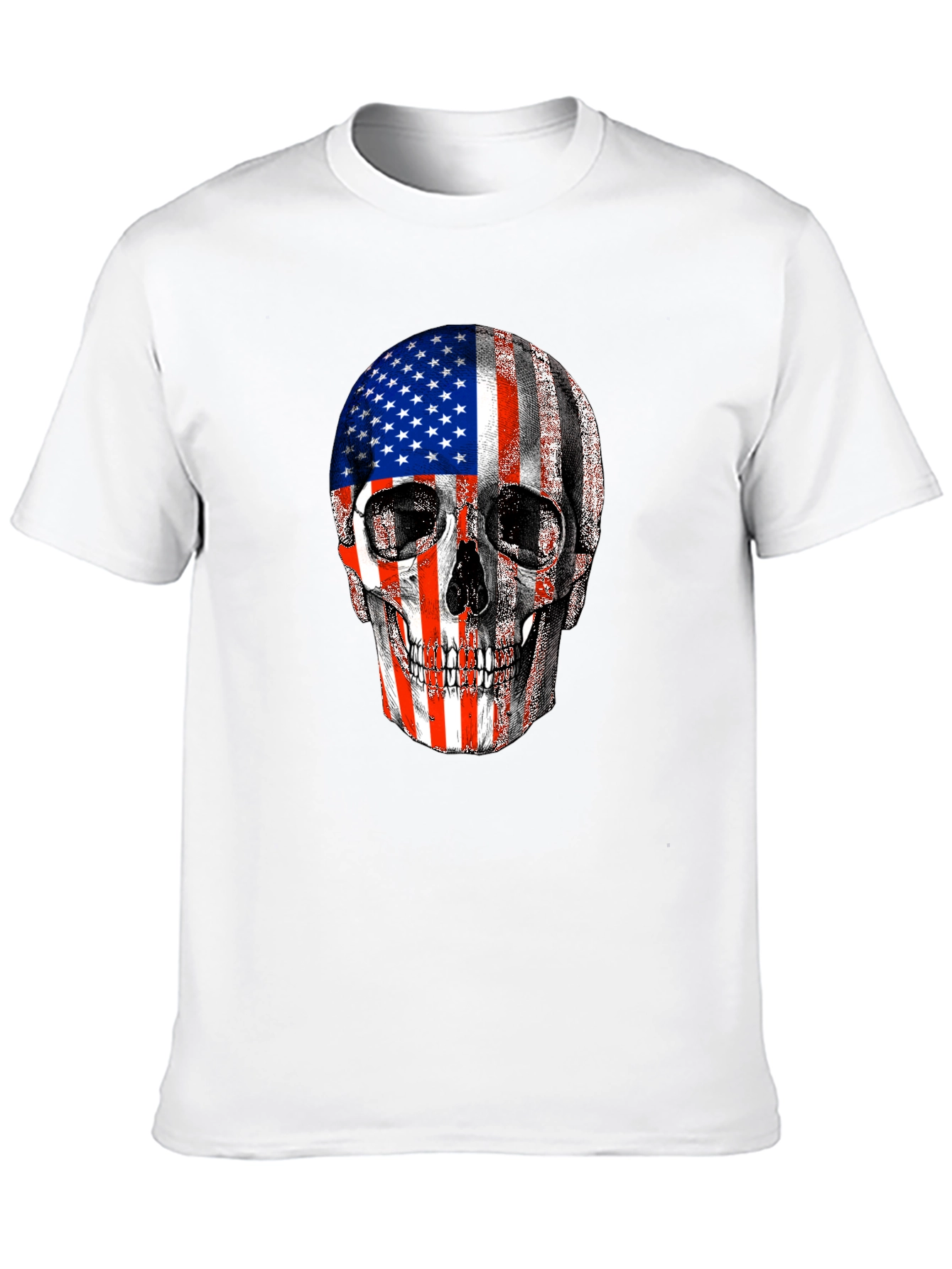 American Flag Skull Graphic Tee - Patriotic Design