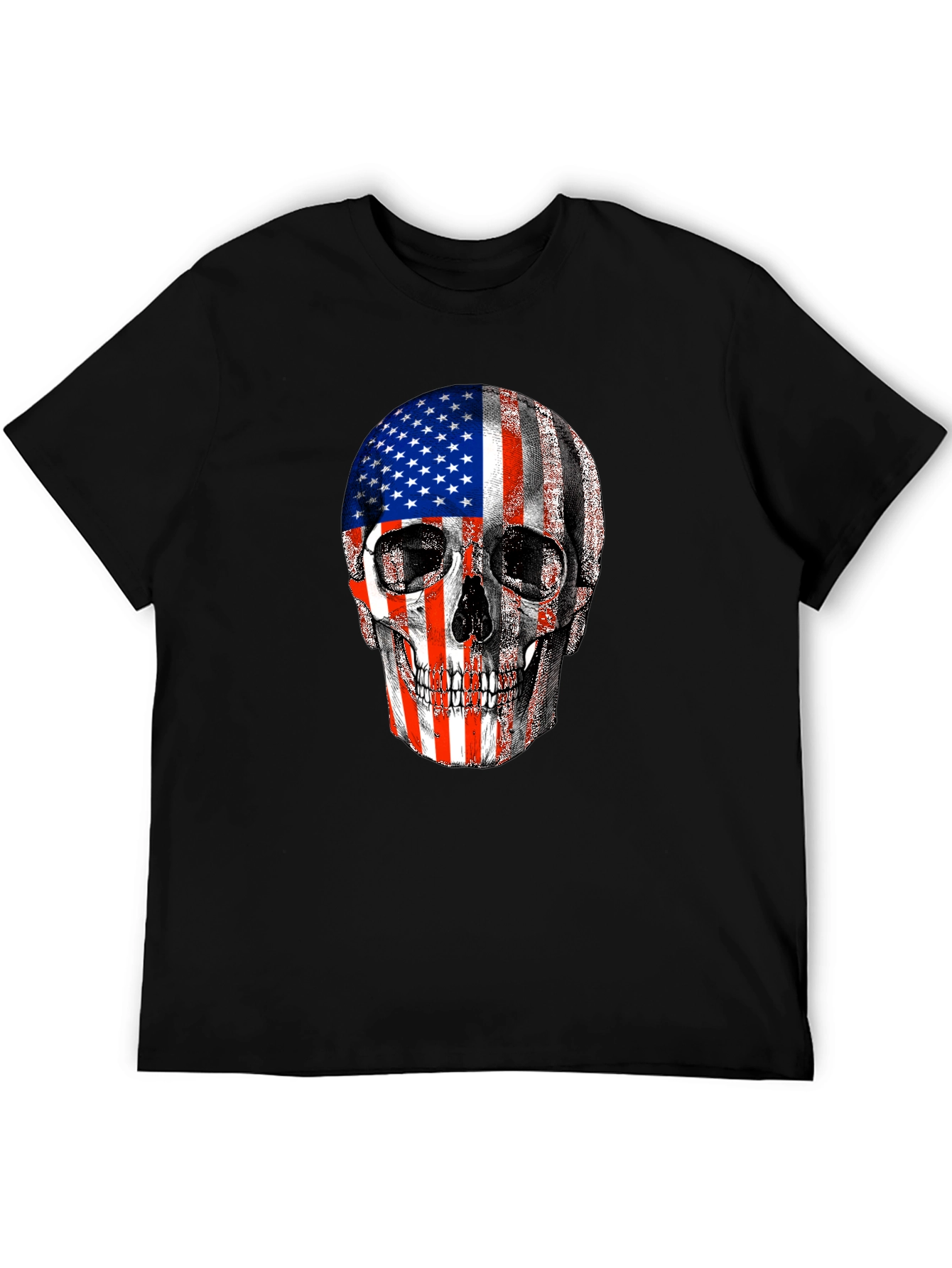 American Flag Skull Graphic Tee - Patriotic Design
