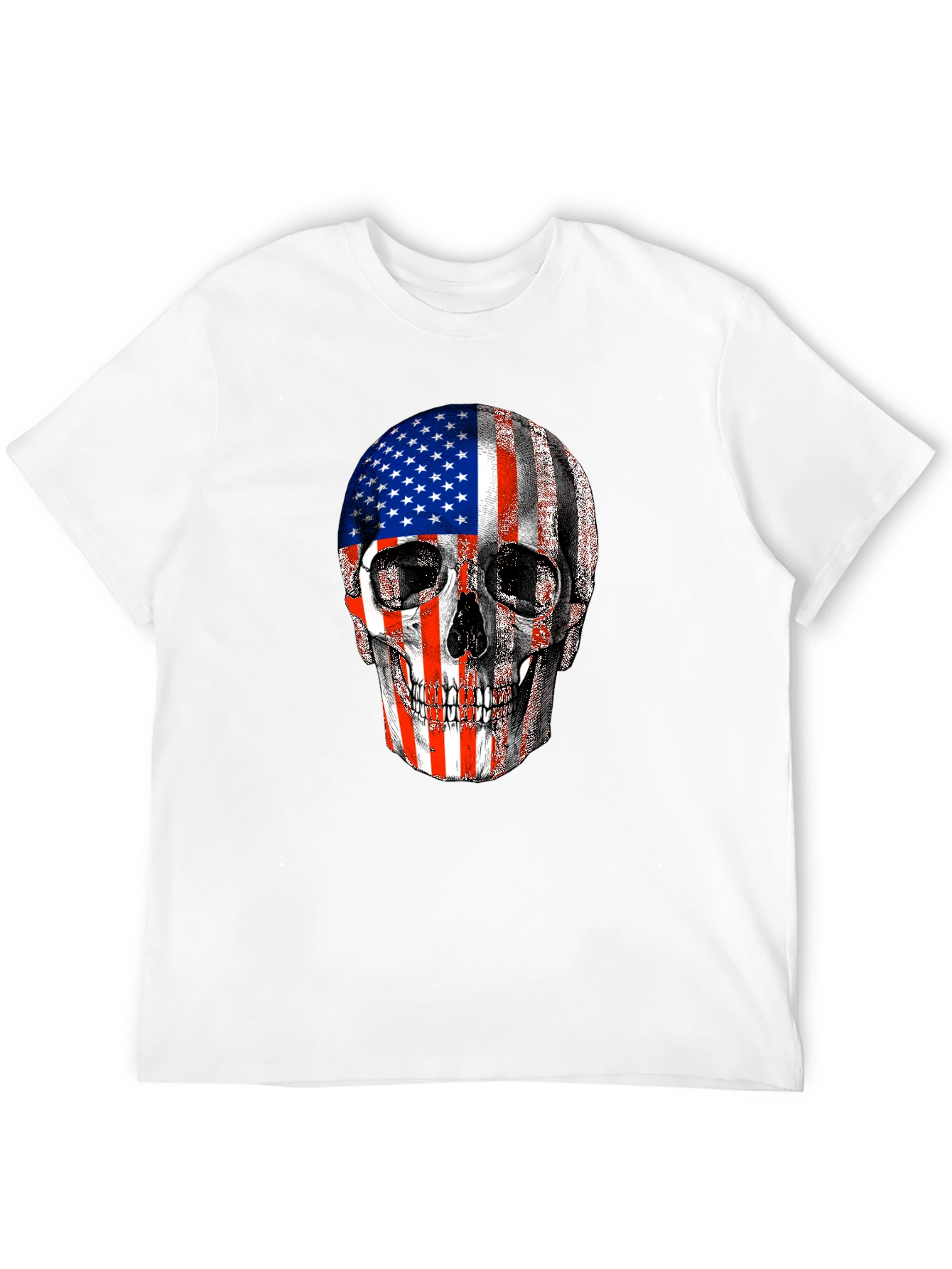 American Flag Skull Graphic Tee - Patriotic Design