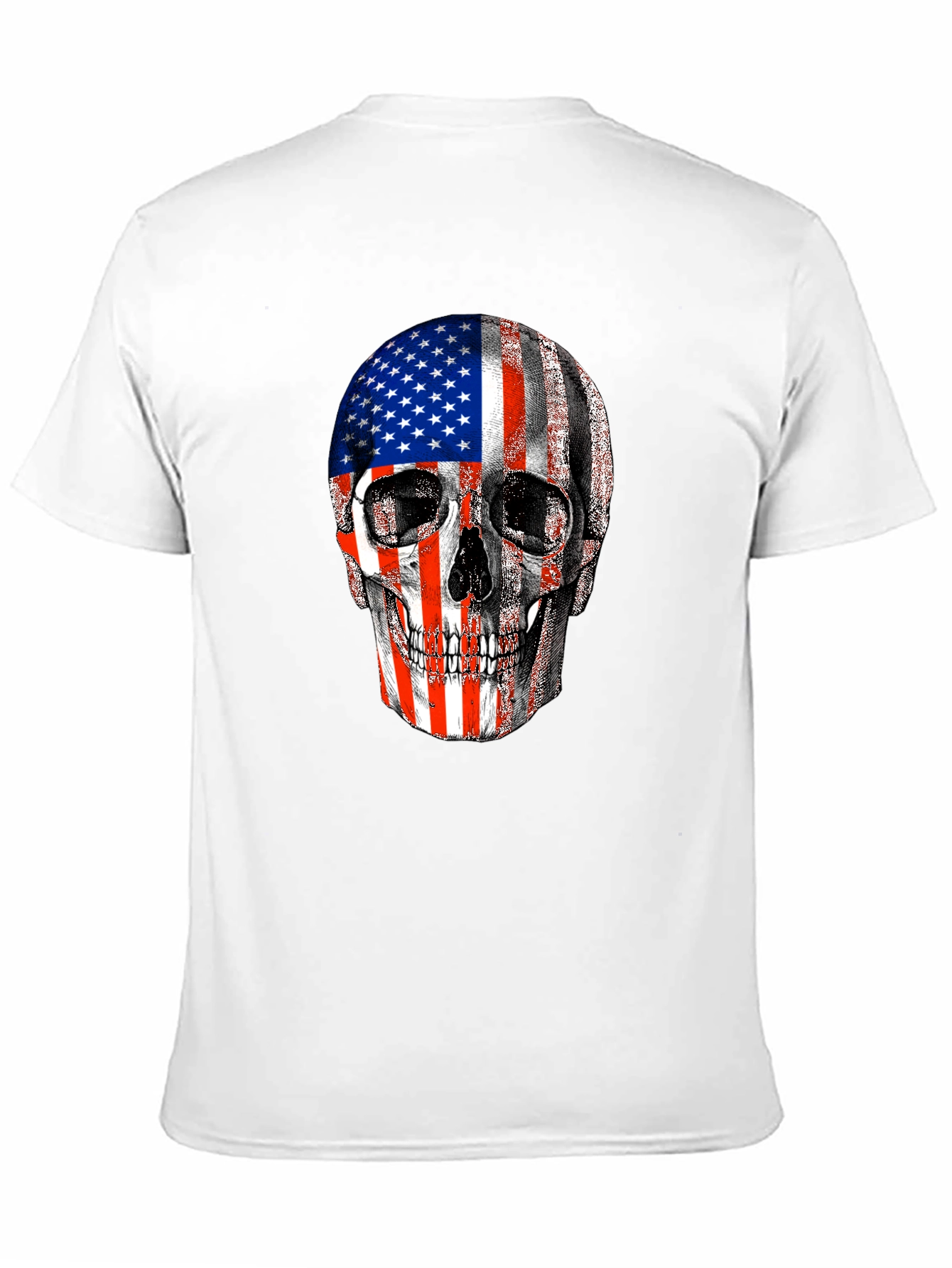 American Flag Skull Graphic Tee - Patriotic Design