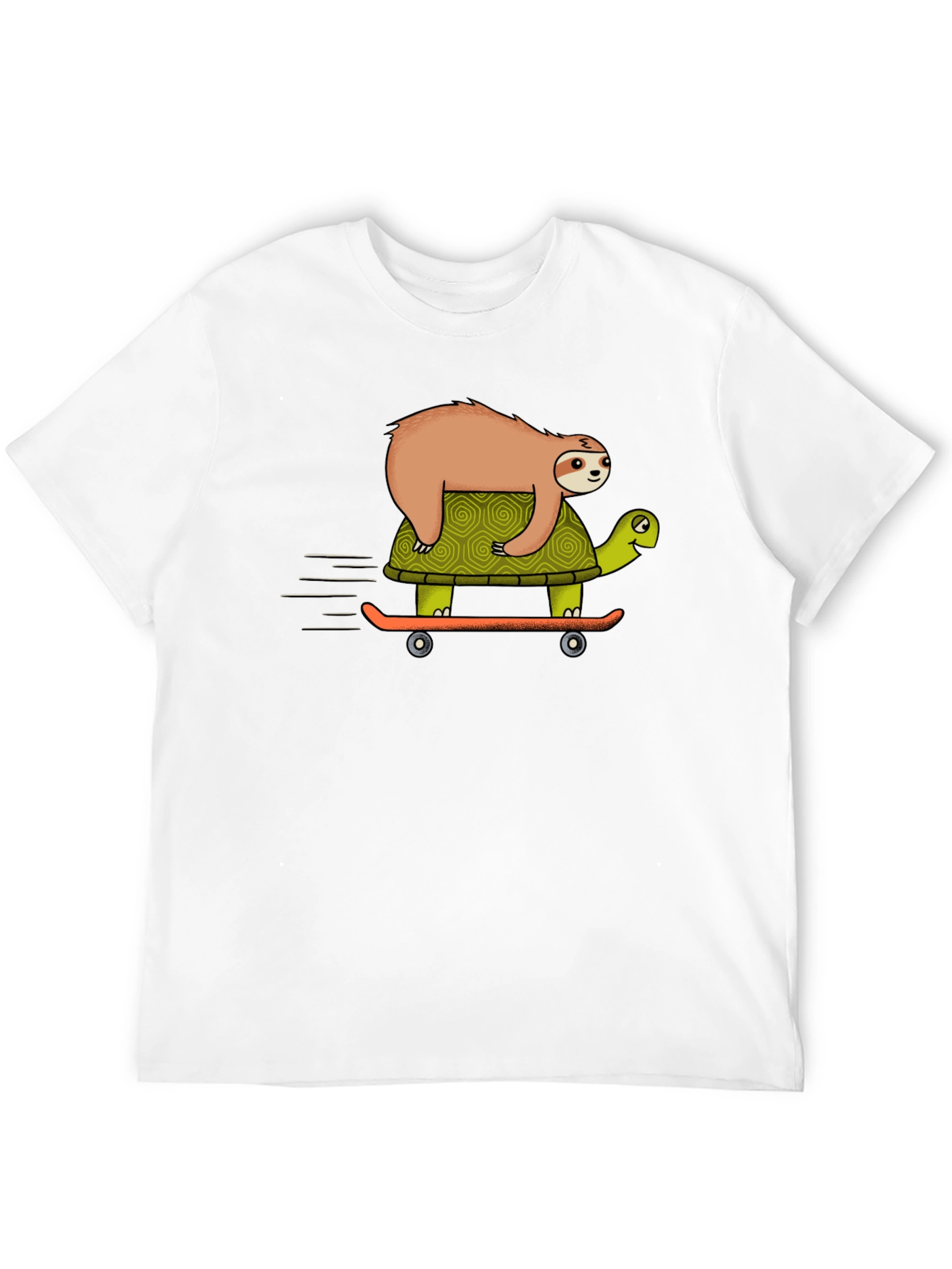 Sloth Riding Turtle Skateboard T-Shirt - Black