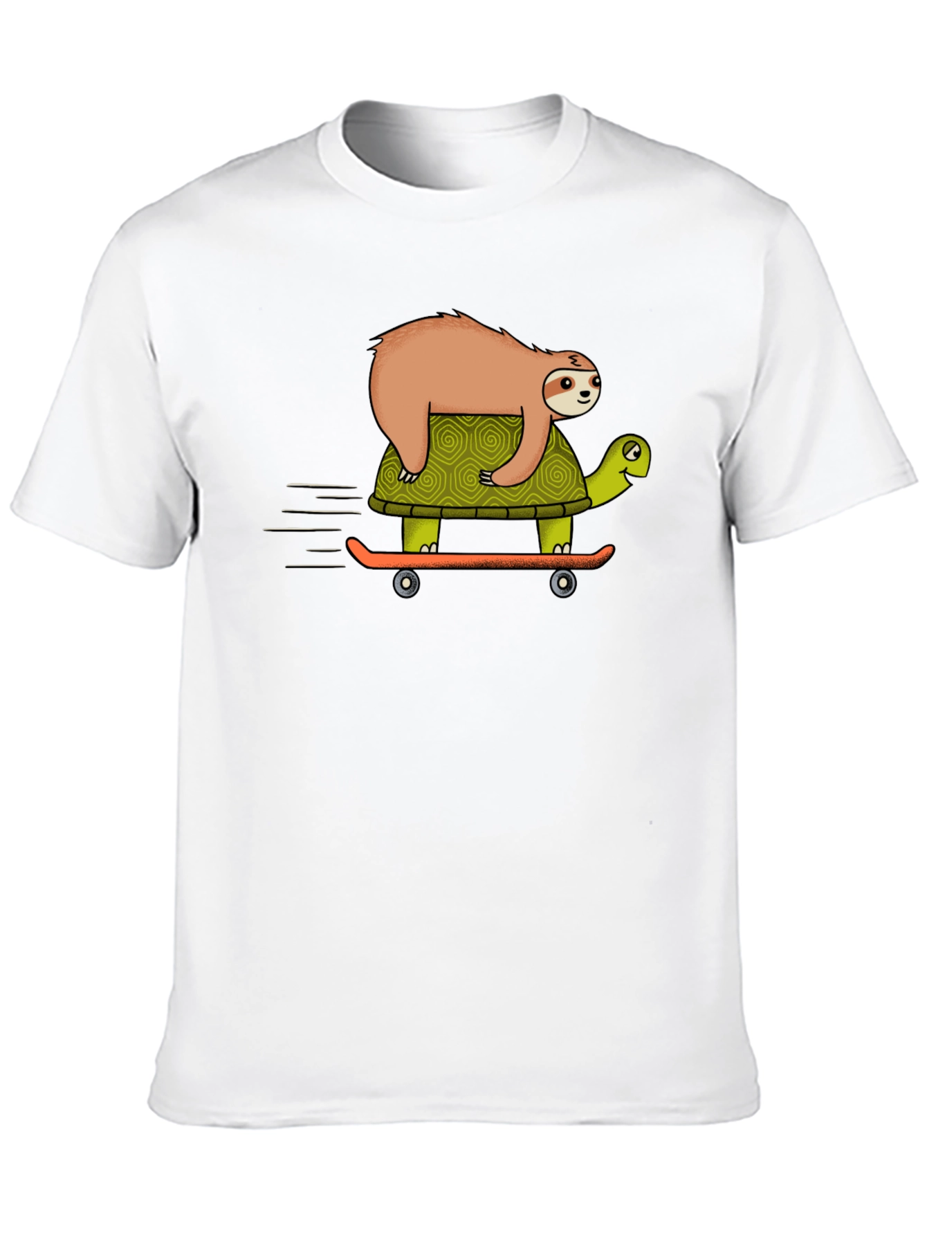 Sloth Riding Turtle Skateboard T-Shirt - Black