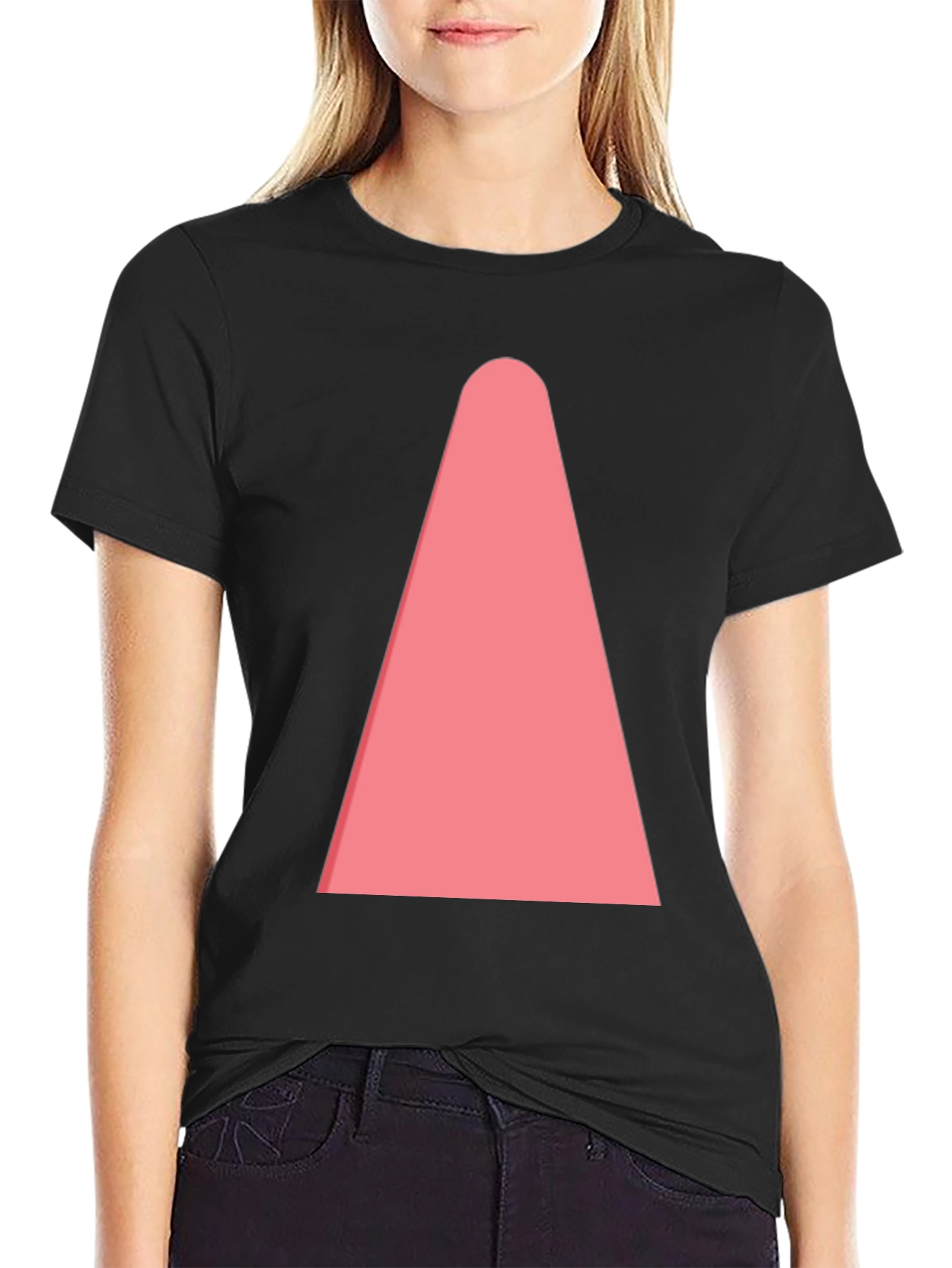 Mens Black T-Shirt with Pink Cone Design