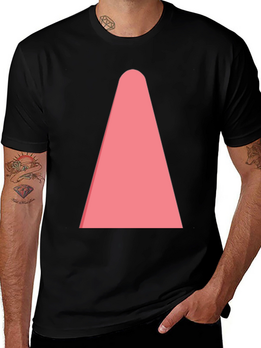 Mens Black T-Shirt with Pink Cone Design
