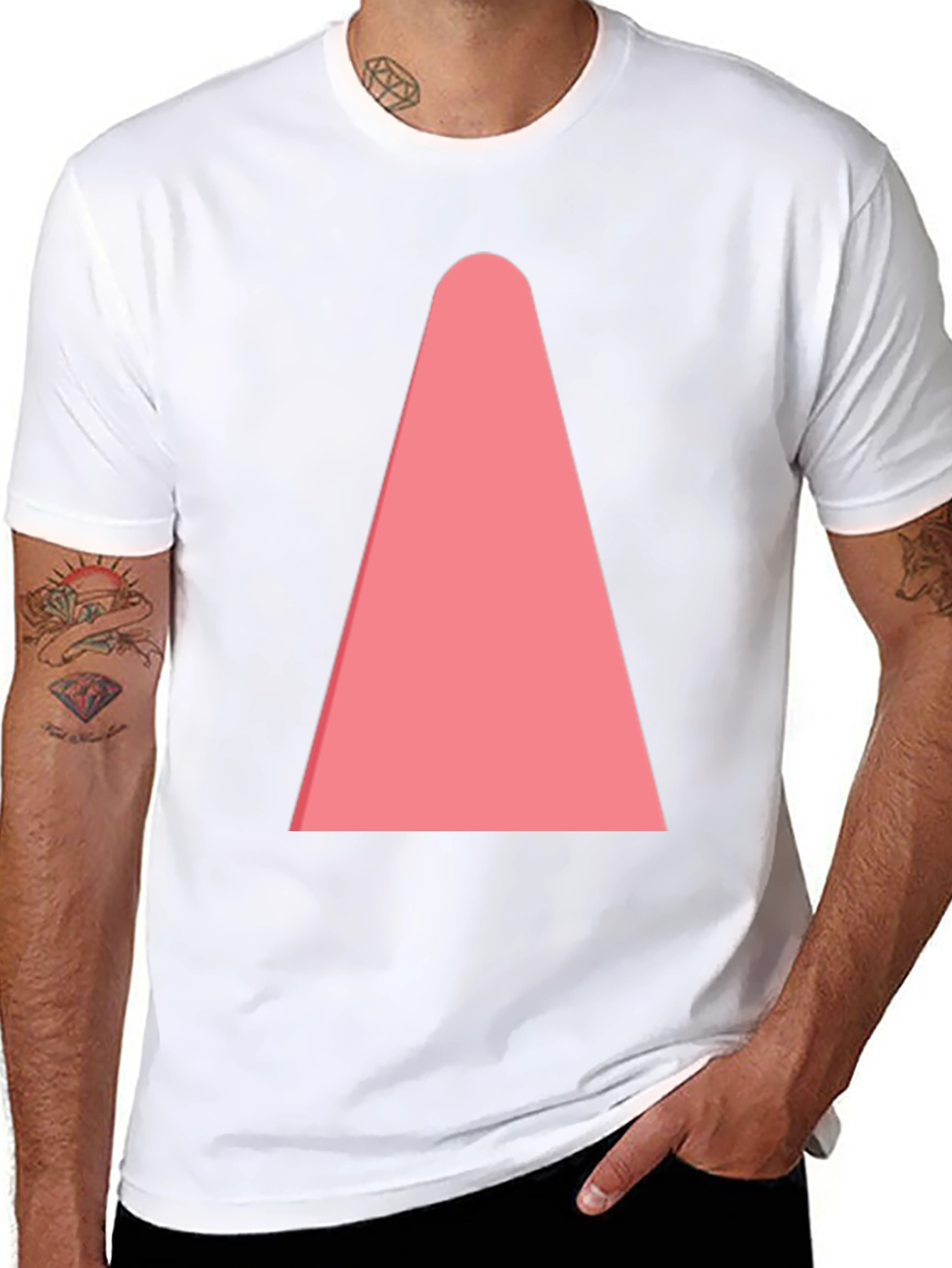 Mens Black T-Shirt with Pink Cone Design