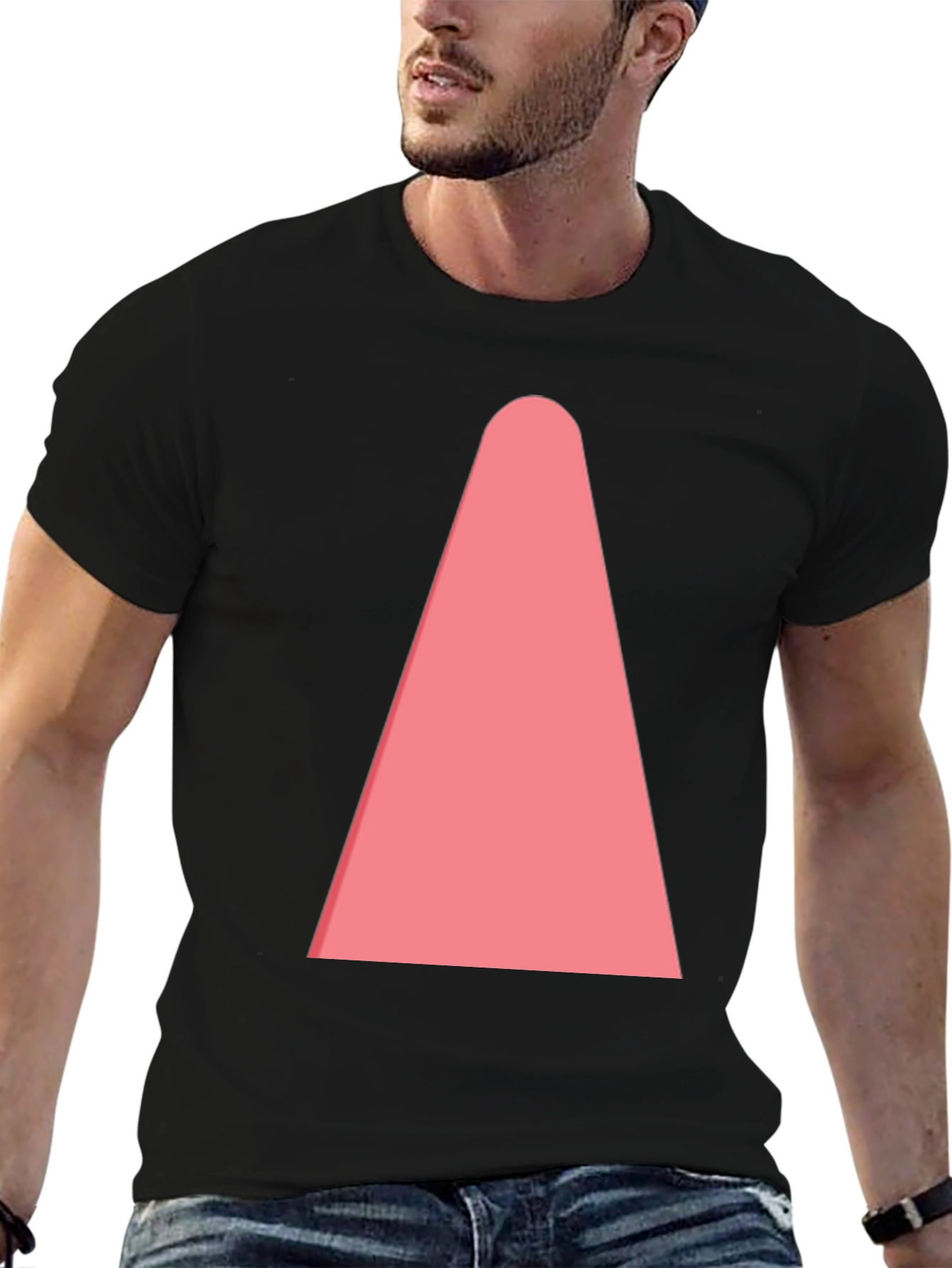 Mens Black T-Shirt with Pink Cone Design